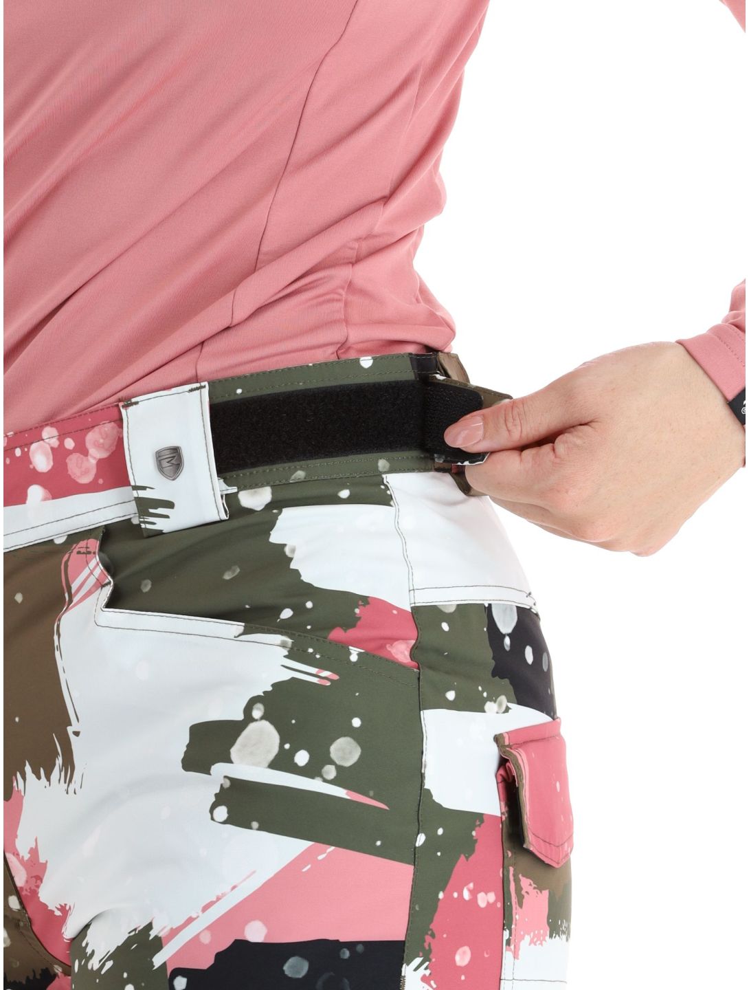 Rehall, Nori-R pantalon de ski femmes Camo Abstract Rose multicolore, rose 