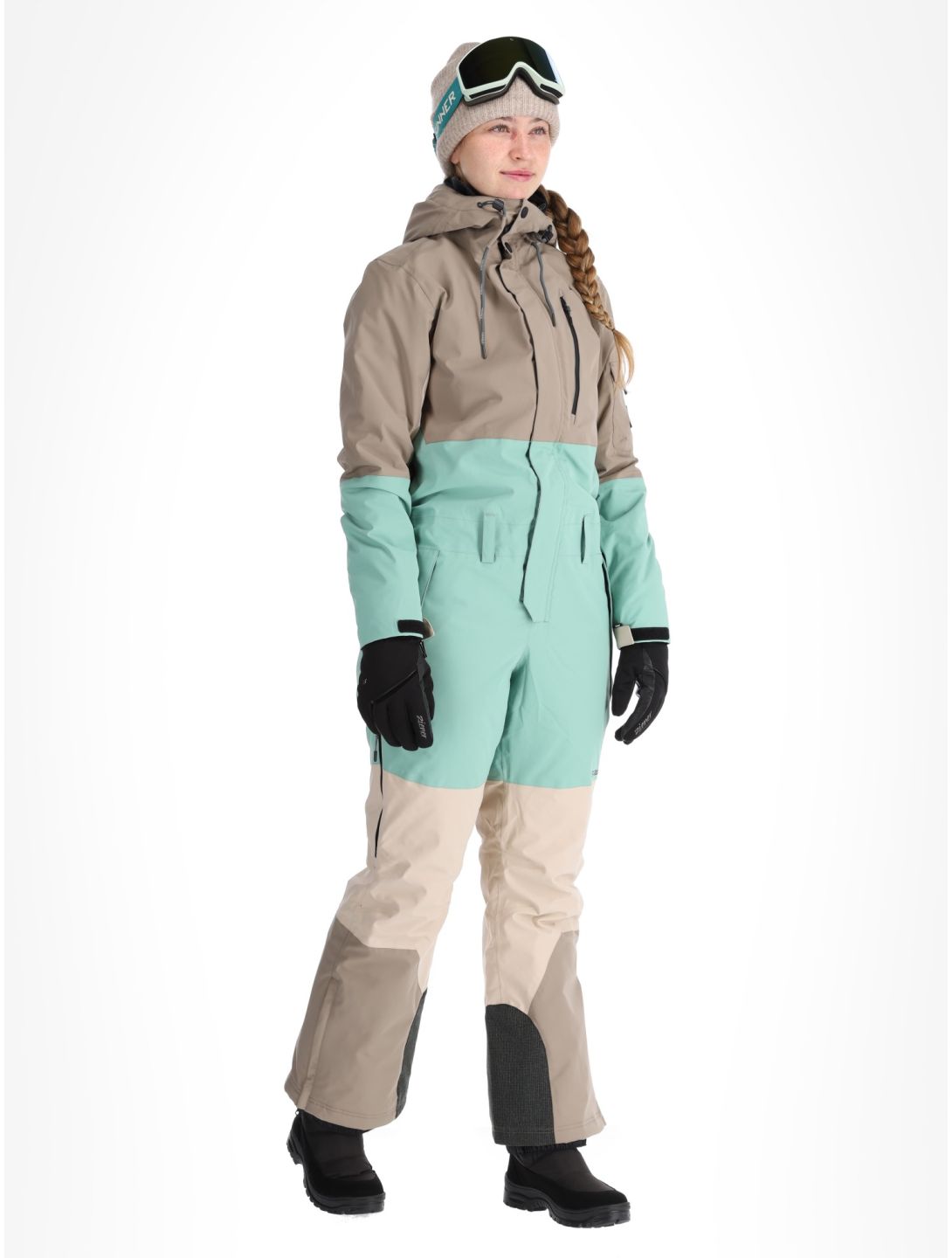 Rehall, Tyger-R combinaison de ski femmes Feldspar beige, vert 