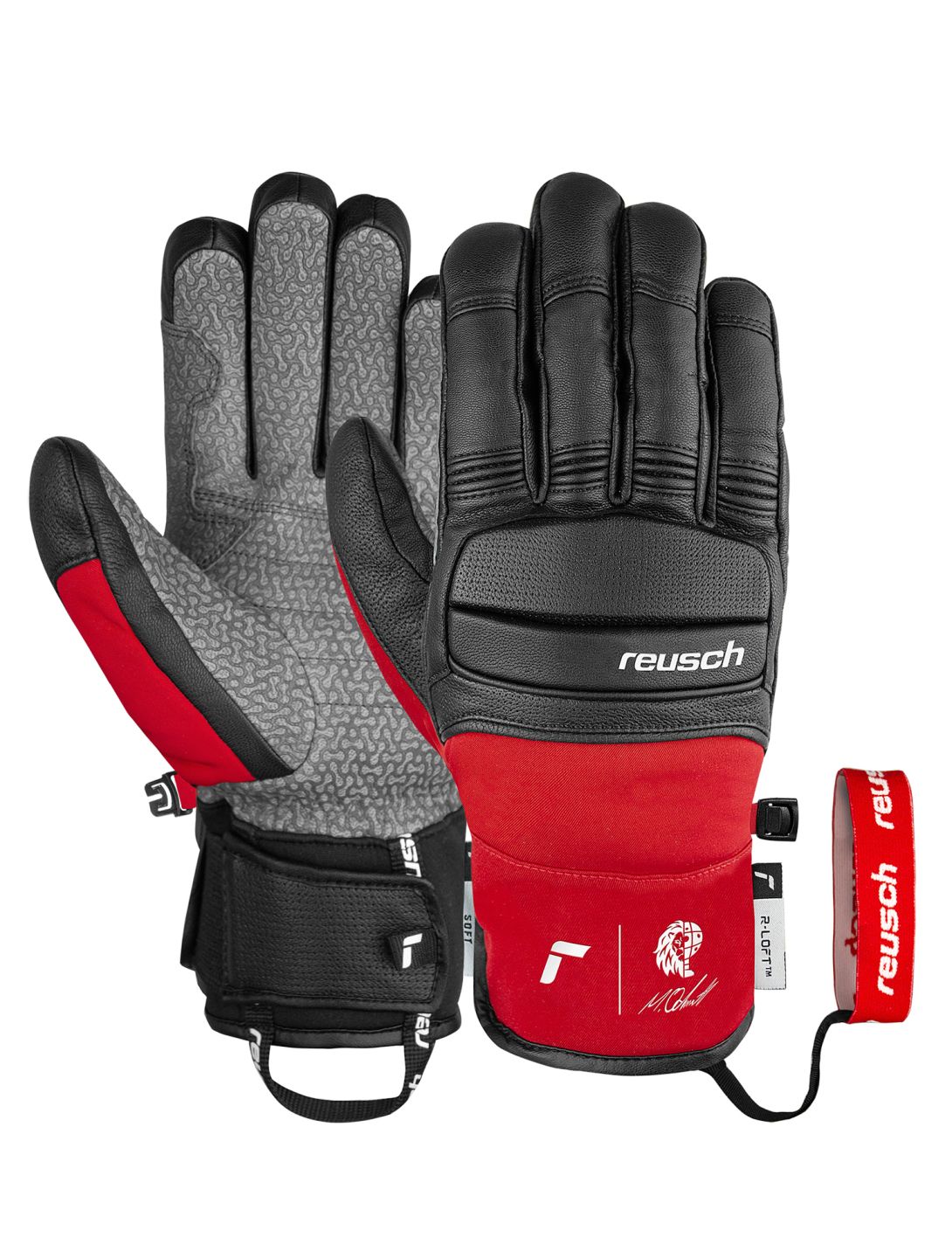 Reusch, Marco Odermatt gants de ski hommes Black / Fire Red noir, rouge 