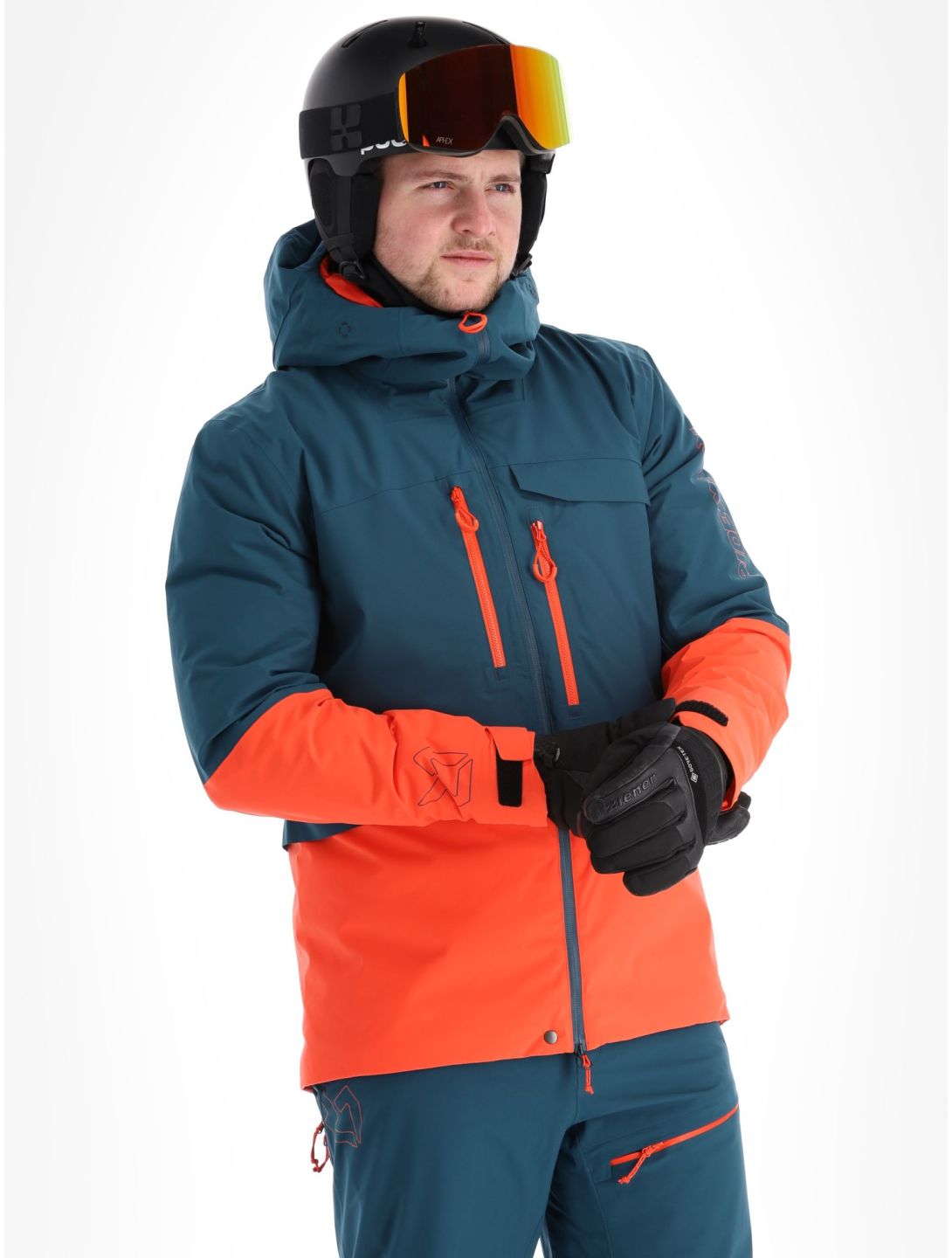 Rock Experience, Fanatic veste de ski hommes Reflecting Pond / Cherry Tomato bleu, rouge 