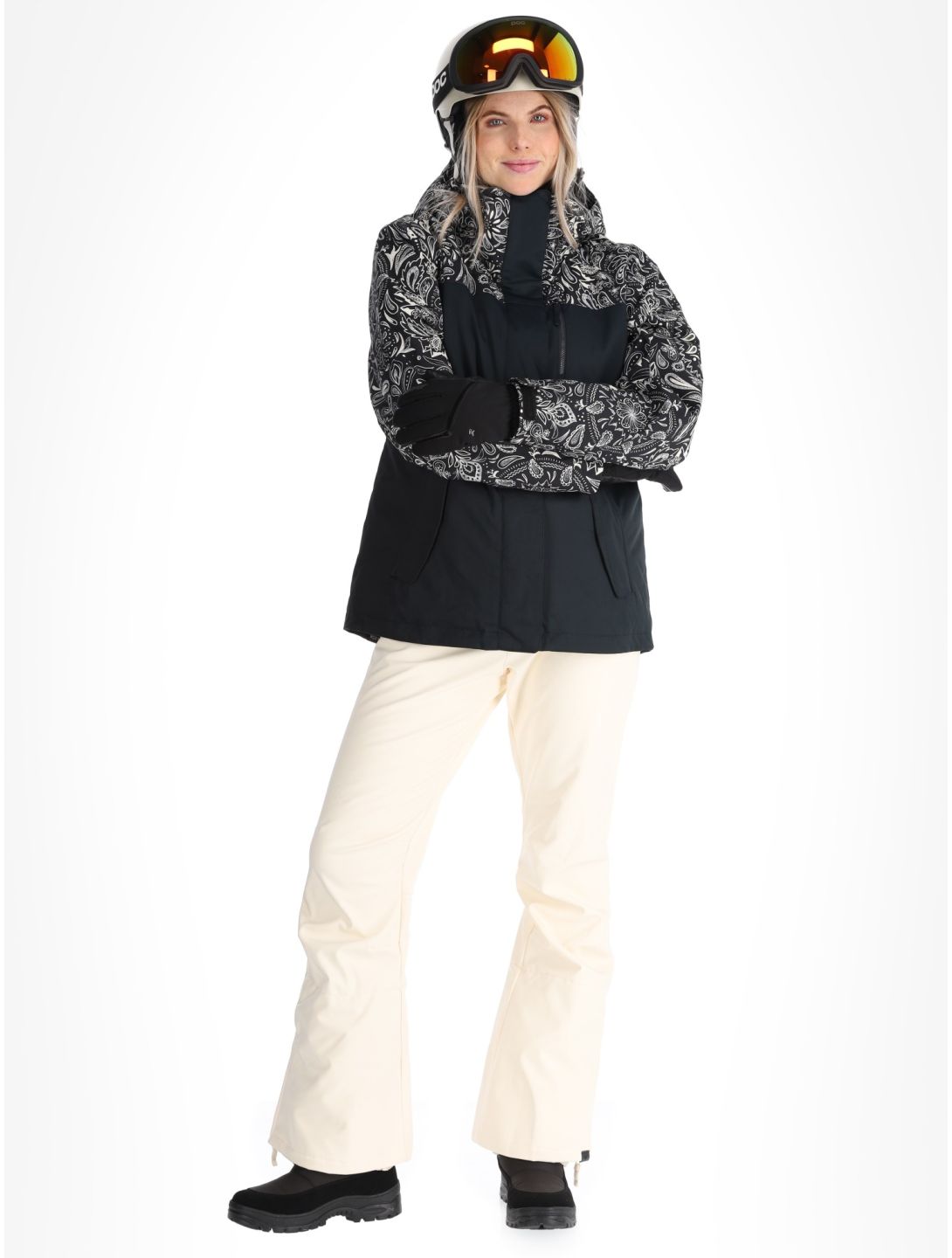 Roxy, Jetty Bloc veste de ski femmes True Black Bandanas blanc, noir 