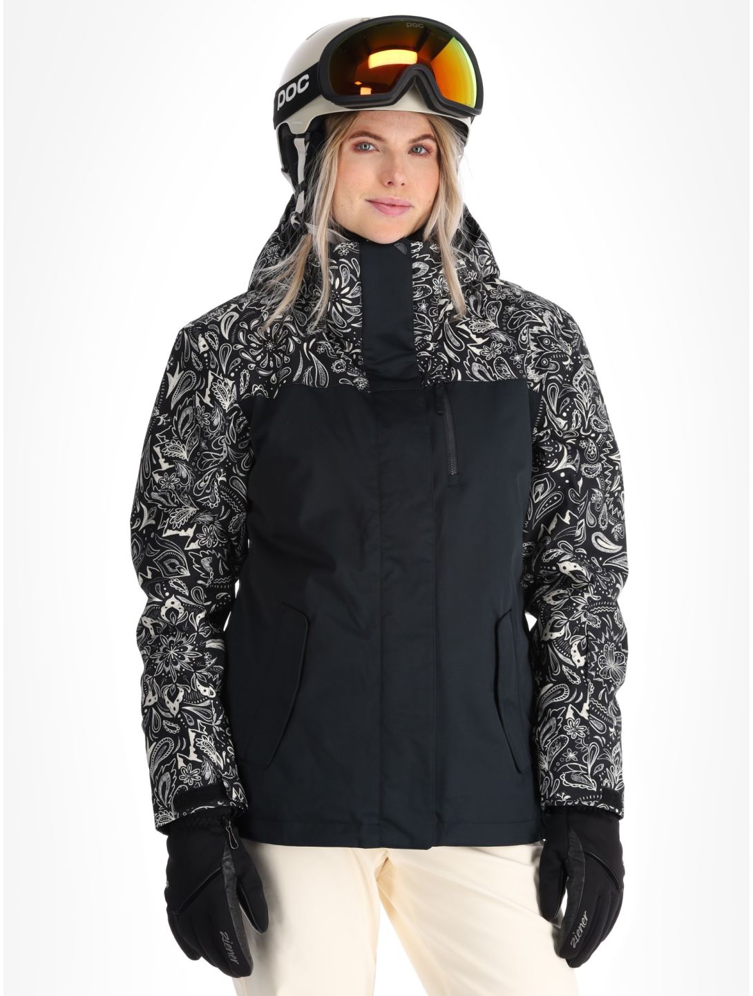 Roxy, Jetty Bloc veste de ski femmes True Black Bandanas blanc, noir 