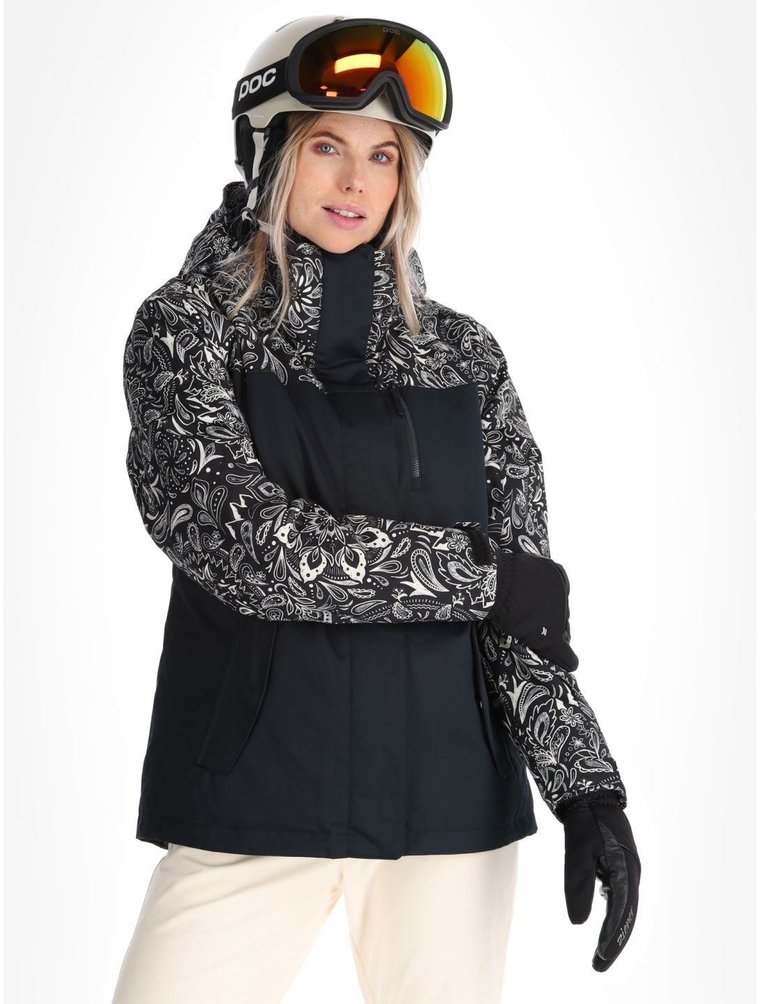 Roxy, Jetty Bloc veste de ski femmes True Black Bandanas blanc, noir 