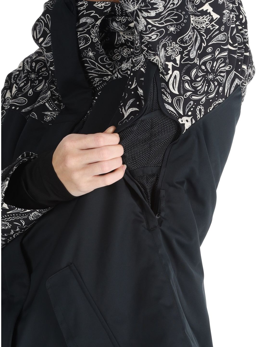 Roxy, Jetty Bloc veste de ski femmes True Black Bandanas blanc, noir 