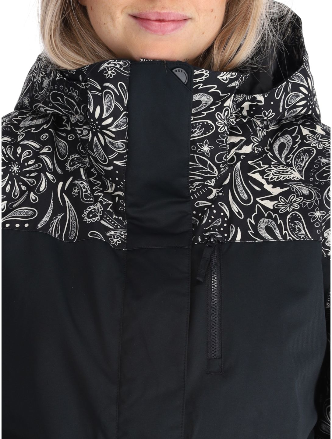 Roxy, Jetty Bloc veste de ski femmes True Black Bandanas blanc, noir 