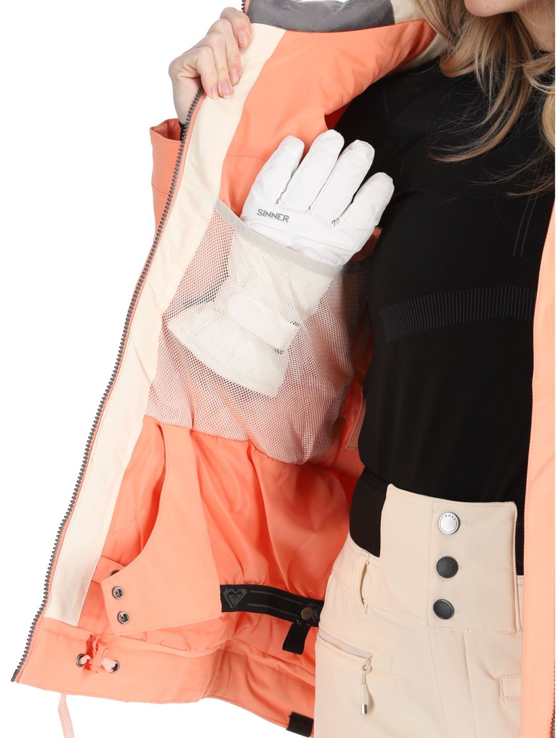 Roxy, Meade veste de ski femmes Peach Pink rose 