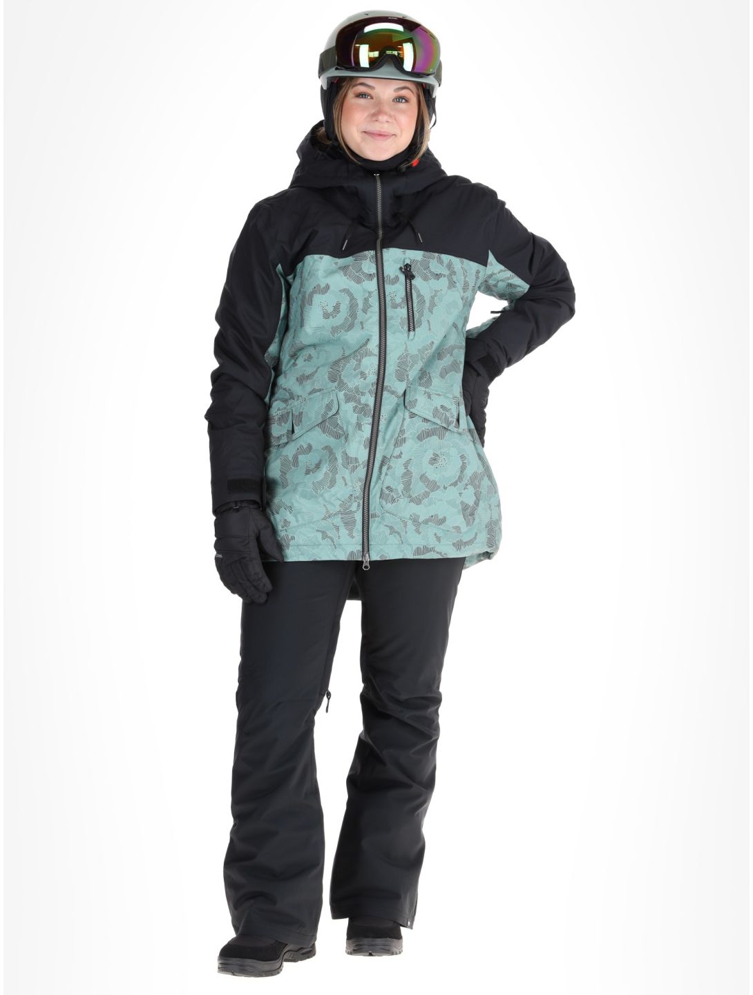 Roxy, Stated veste de ski femmes Lily Pad Sketch Book noir, vert 