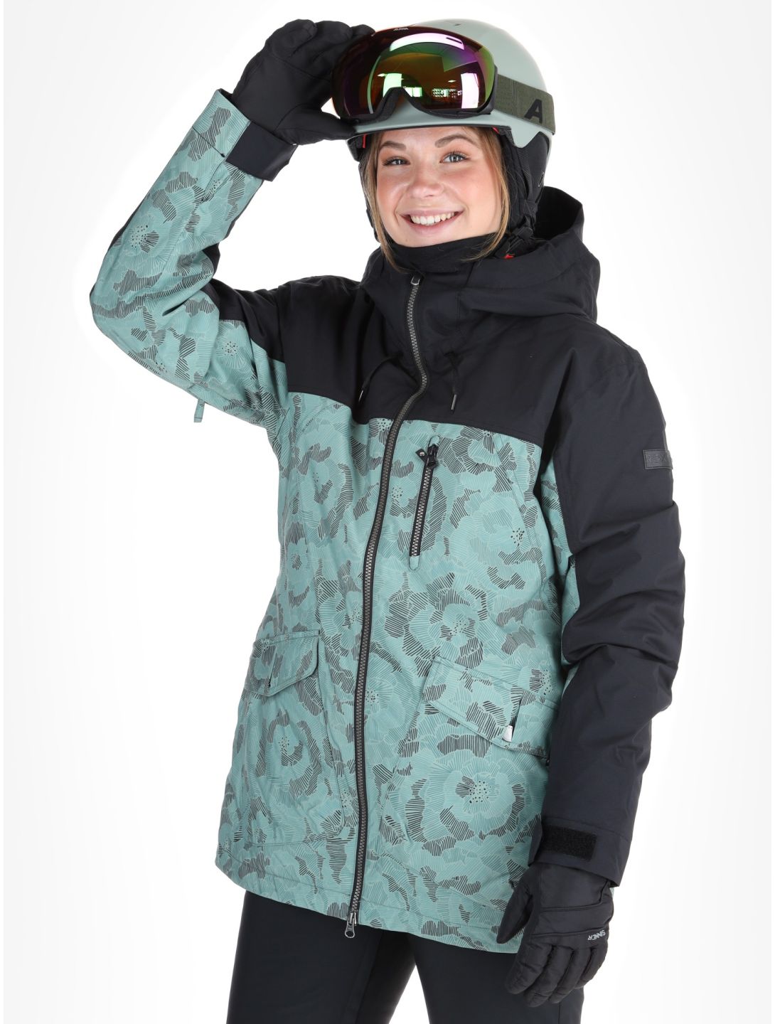 Roxy, Stated veste de ski femmes Lily Pad Sketch Book noir, vert 