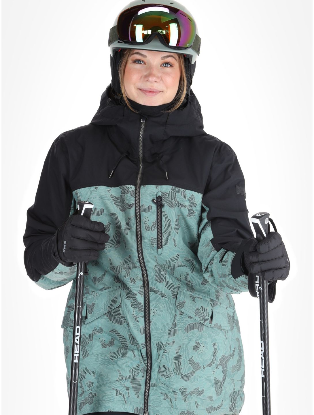 Roxy, Stated veste de ski femmes Lily Pad Sketch Book noir, vert 