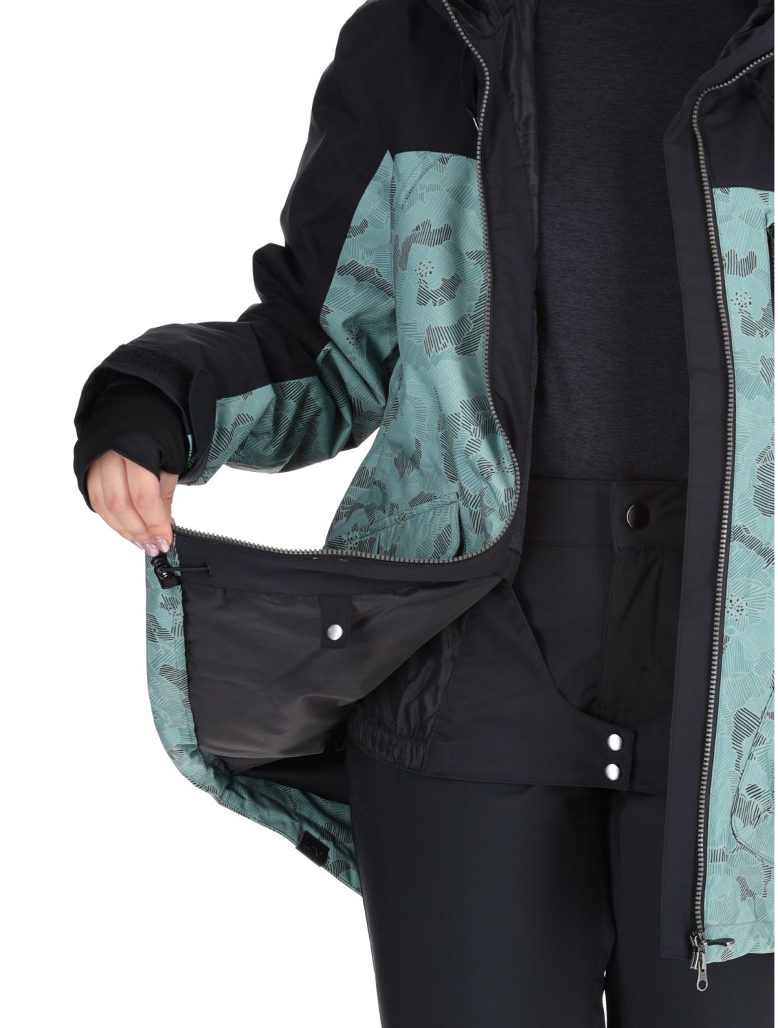 Roxy, Stated veste de ski femmes Lily Pad Sketch Book noir, vert 