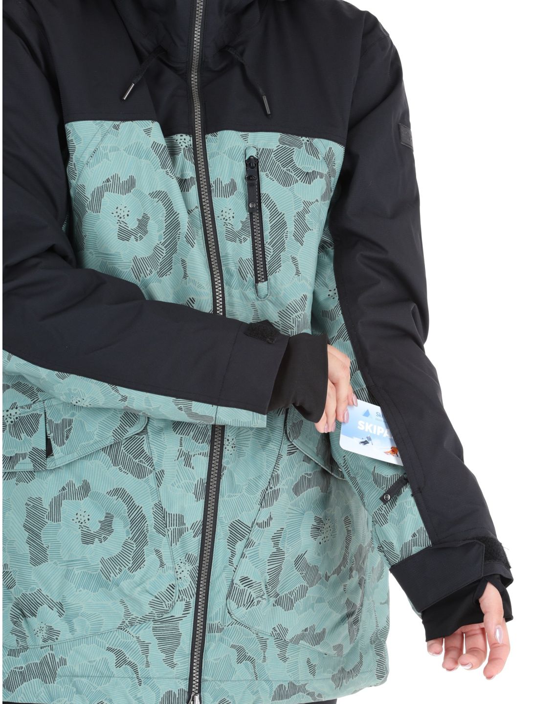 Roxy, Stated veste de ski femmes Lily Pad Sketch Book noir, vert 