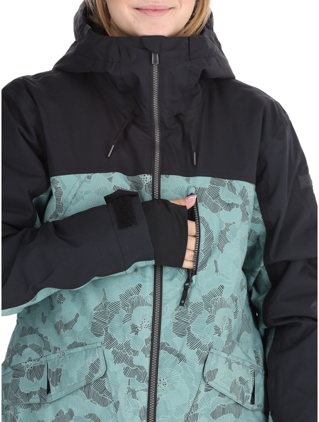 Roxy, Stated veste de ski femmes Lily Pad Sketch Book noir, vert 