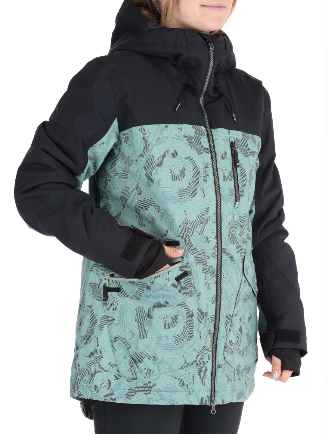 Roxy, Stated veste de ski femmes Lily Pad Sketch Book noir, vert 