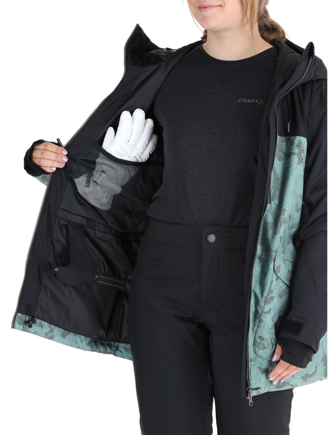 Roxy, Stated veste de ski femmes Lily Pad Sketch Book noir, vert 