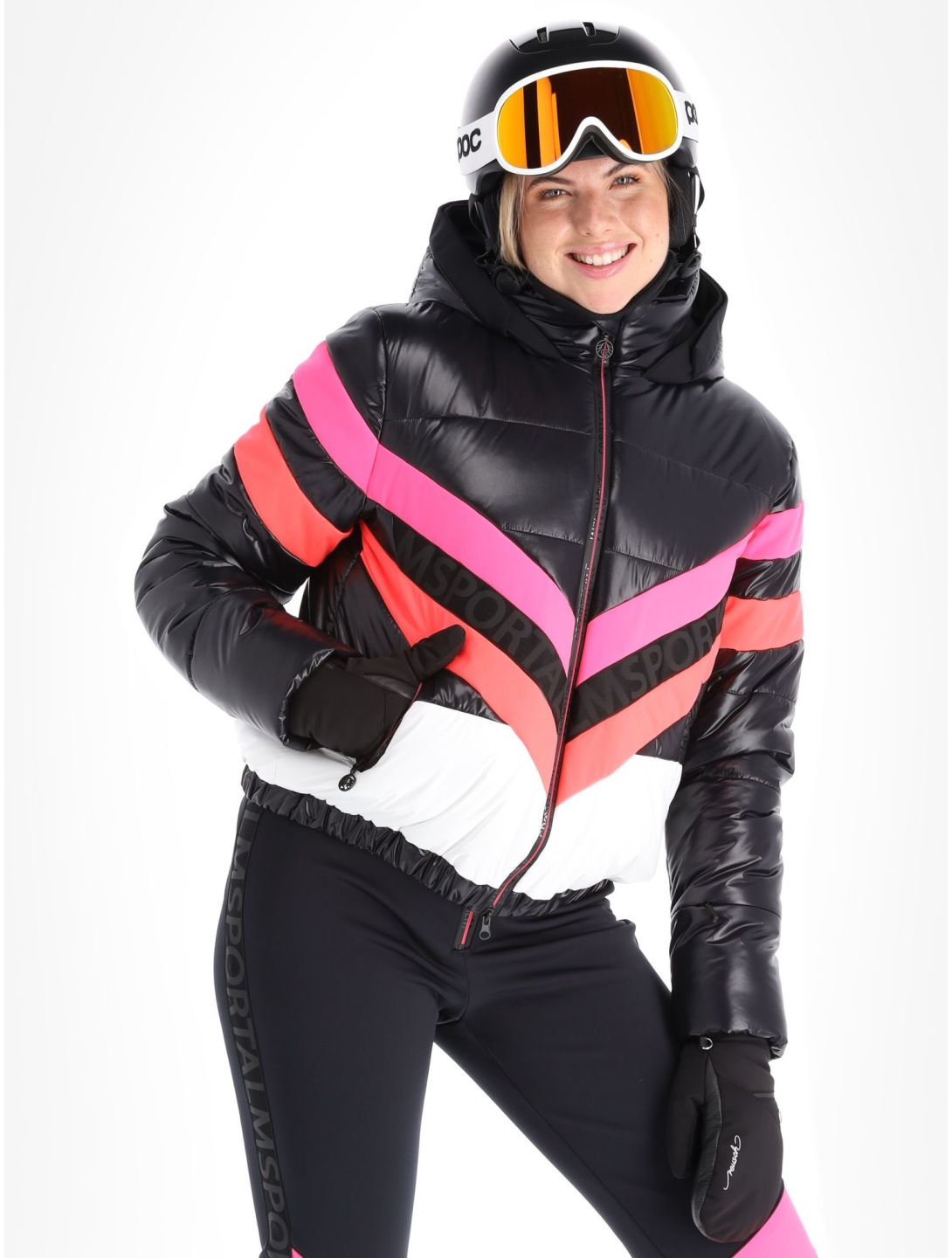 Sportalm Kitzbühel, Airbrush m.Kap.o.P. veste de ski femmes Black blanc, noir 