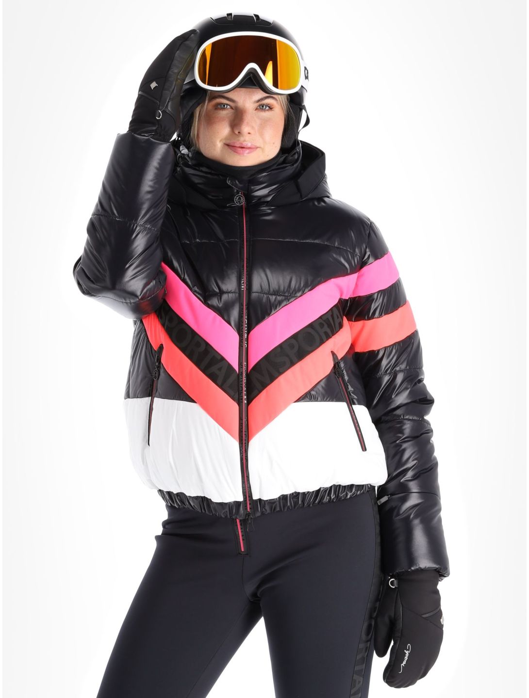 Sportalm Kitzbühel, Airbrush m.Kap.o.P. veste de ski femmes Black blanc, noir 