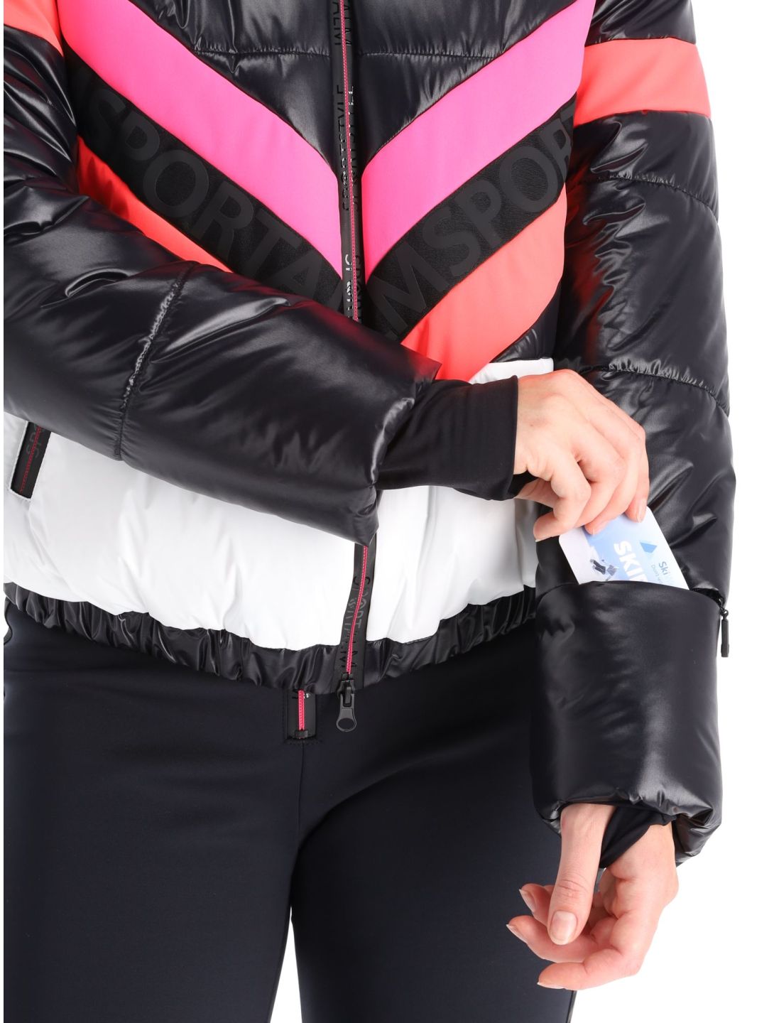 Sportalm Kitzbühel, Airbrush m.Kap.o.P. veste de ski femmes Black blanc, noir 