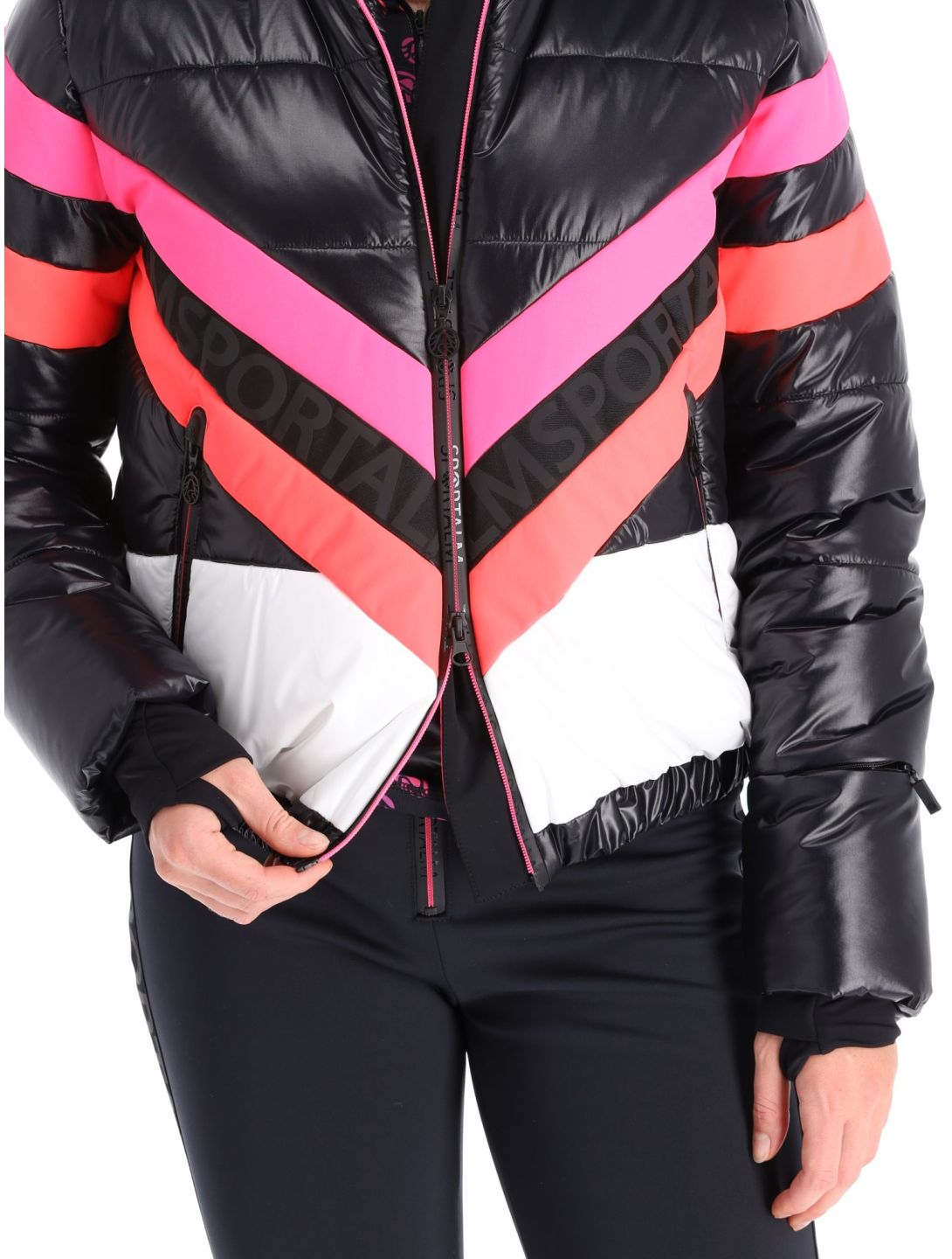 Sportalm Kitzbühel, Airbrush m.Kap.o.P. veste de ski femmes Black blanc, noir 