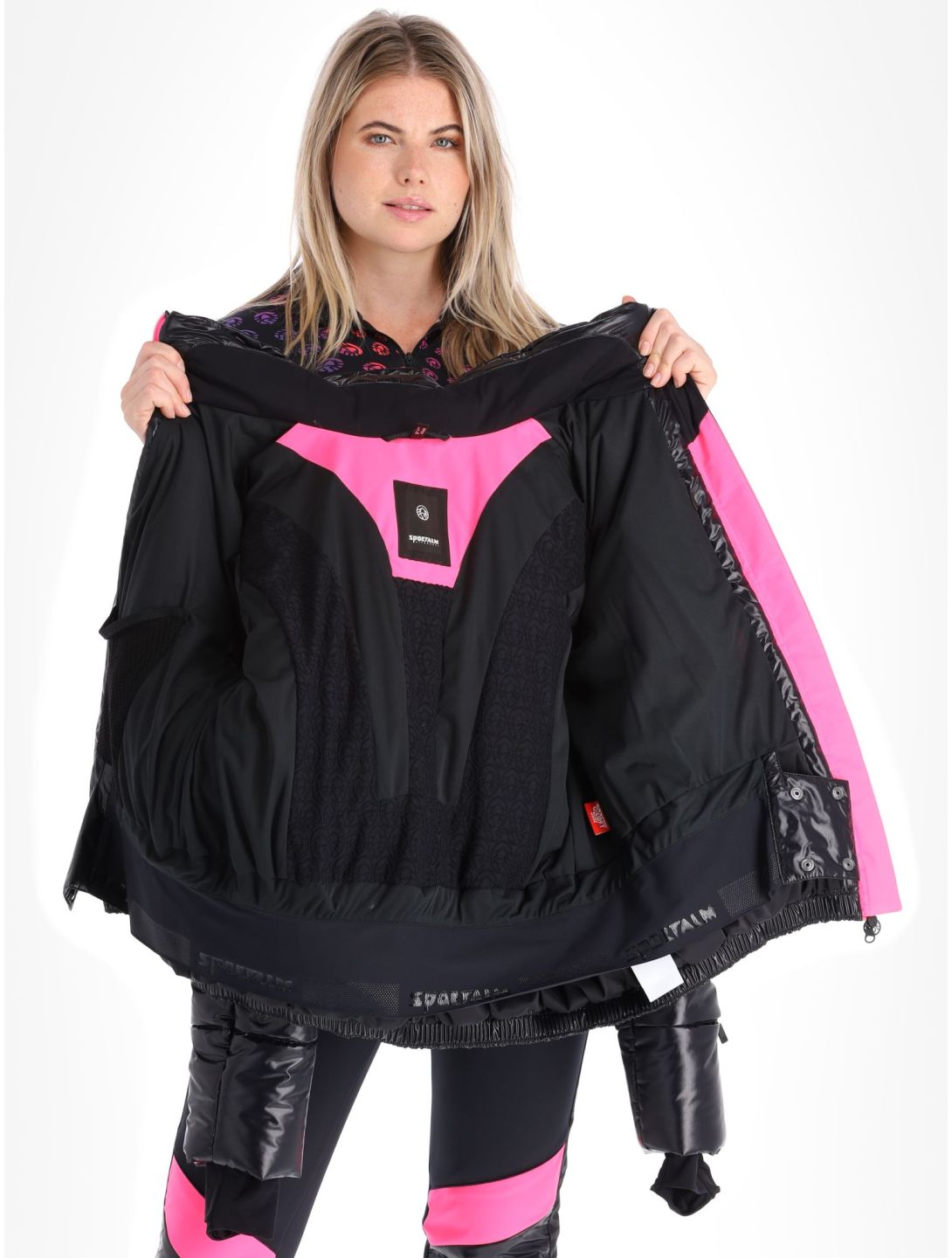 Sportalm Kitzbühel, Airbrush m.Kap.o.P. veste de ski femmes Black blanc, noir 