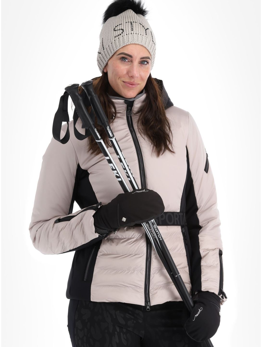 Sportalm Kitzbühel, Oxford m.Kap.o.P. veste de ski femmes Taupe Pink rose 