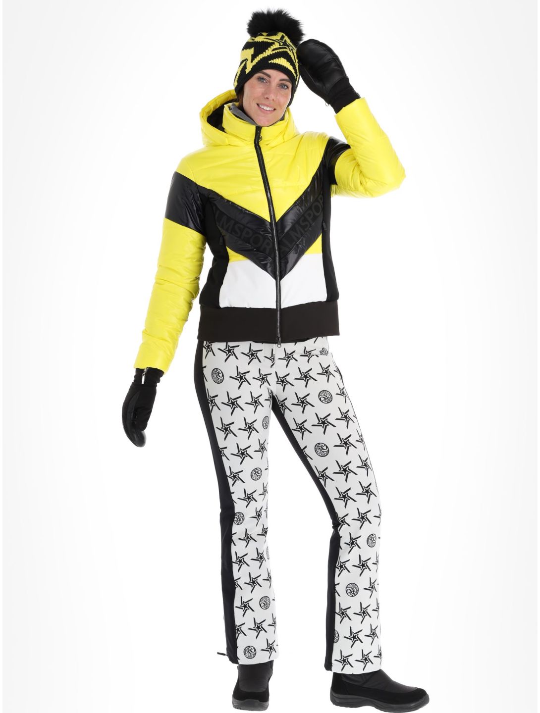 Sportalm Kitzbühel, Stockholm m.Kap.o.P. veste de ski femmes Blazing Yellow blanc, jaune, noir 