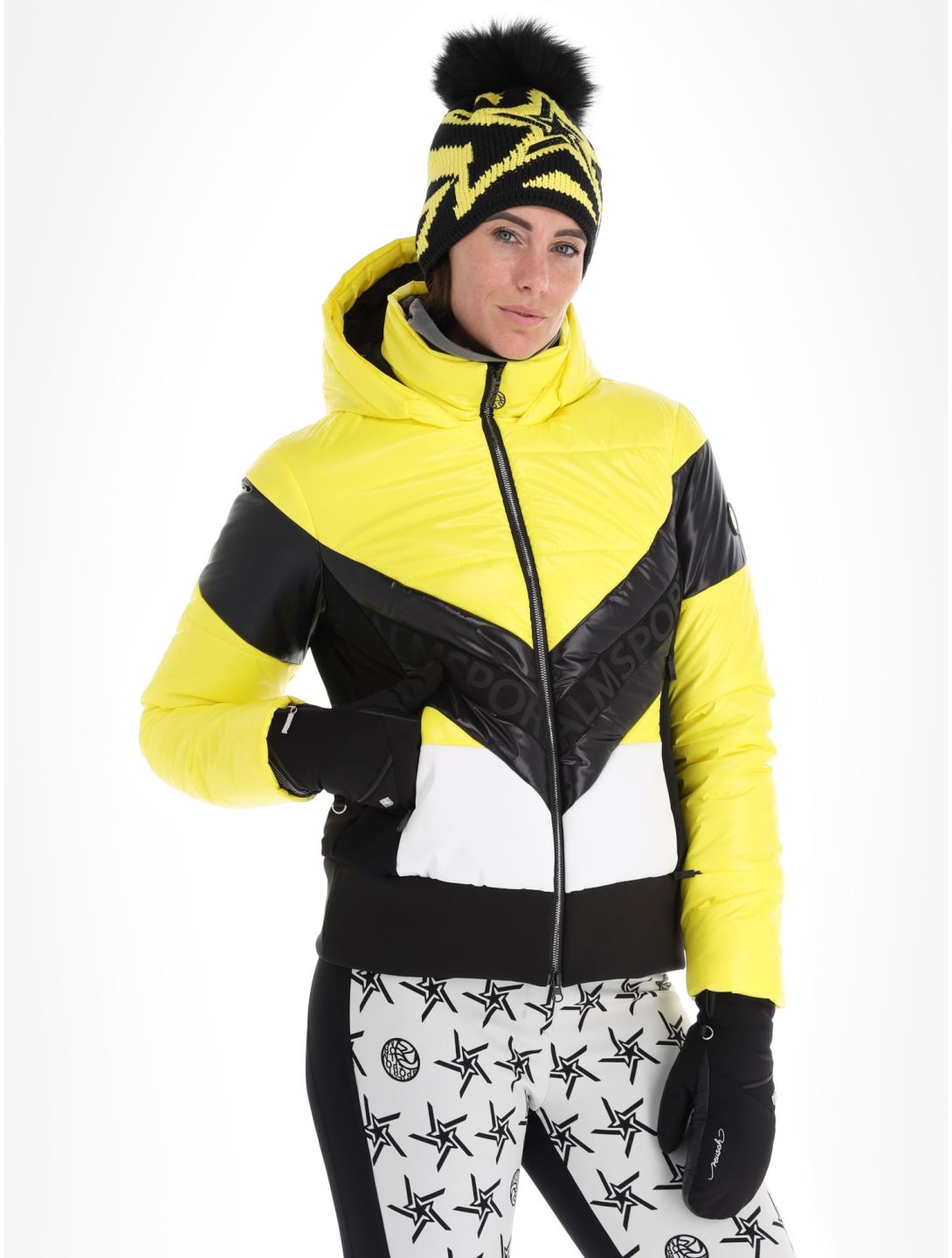 Sportalm Kitzbühel, Stockholm m.Kap.o.P. veste de ski femmes Blazing Yellow blanc, jaune, noir 