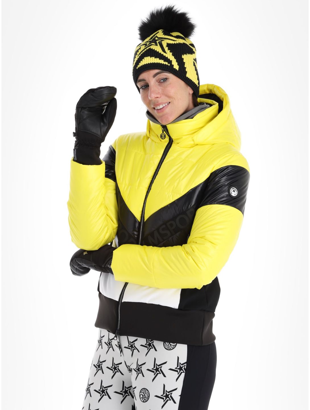 Sportalm Kitzbühel, Stockholm m.Kap.o.P. veste de ski femmes Blazing Yellow blanc, jaune, noir 