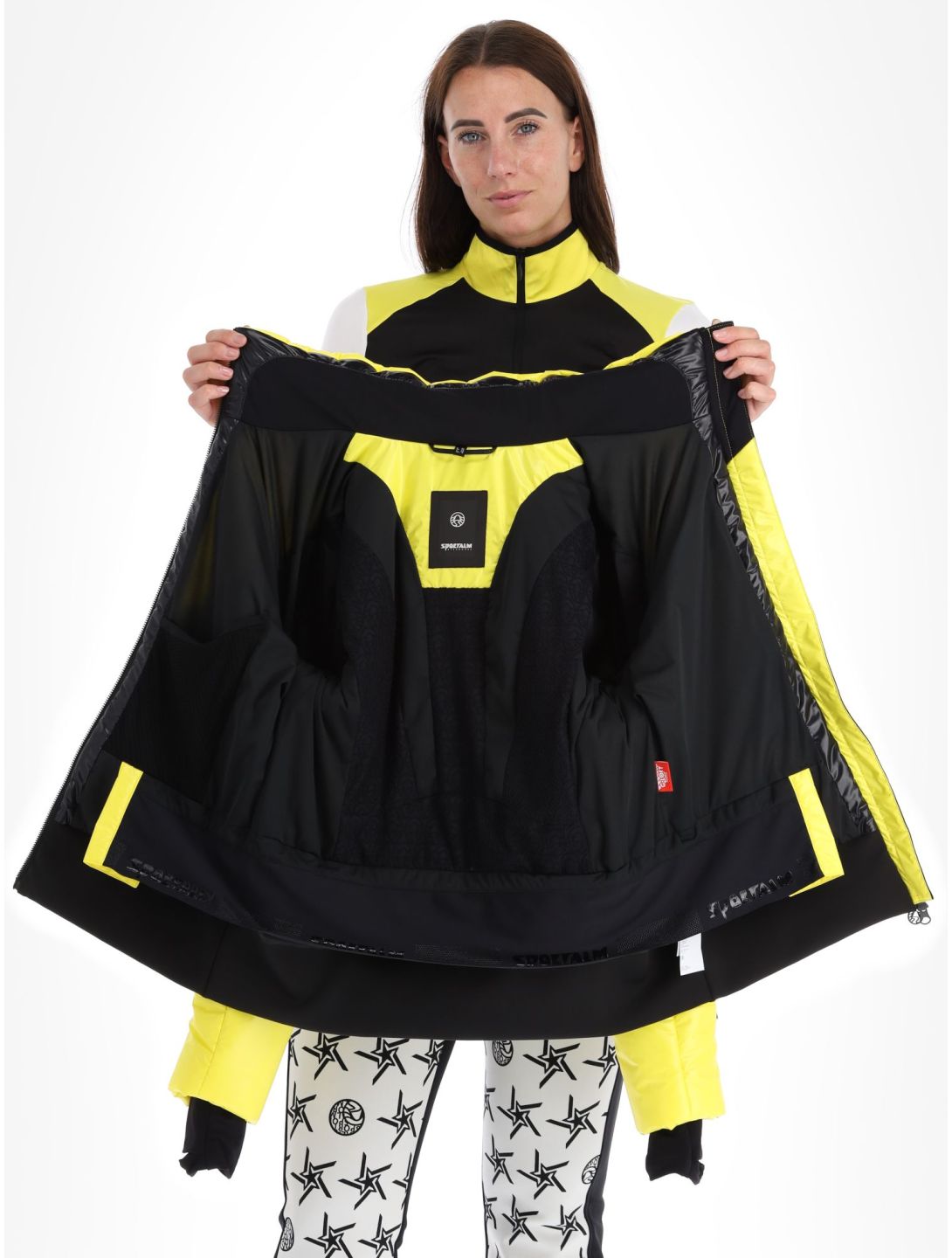 Sportalm Kitzbühel, Stockholm m.Kap.o.P. veste de ski femmes Blazing Yellow blanc, jaune, noir 