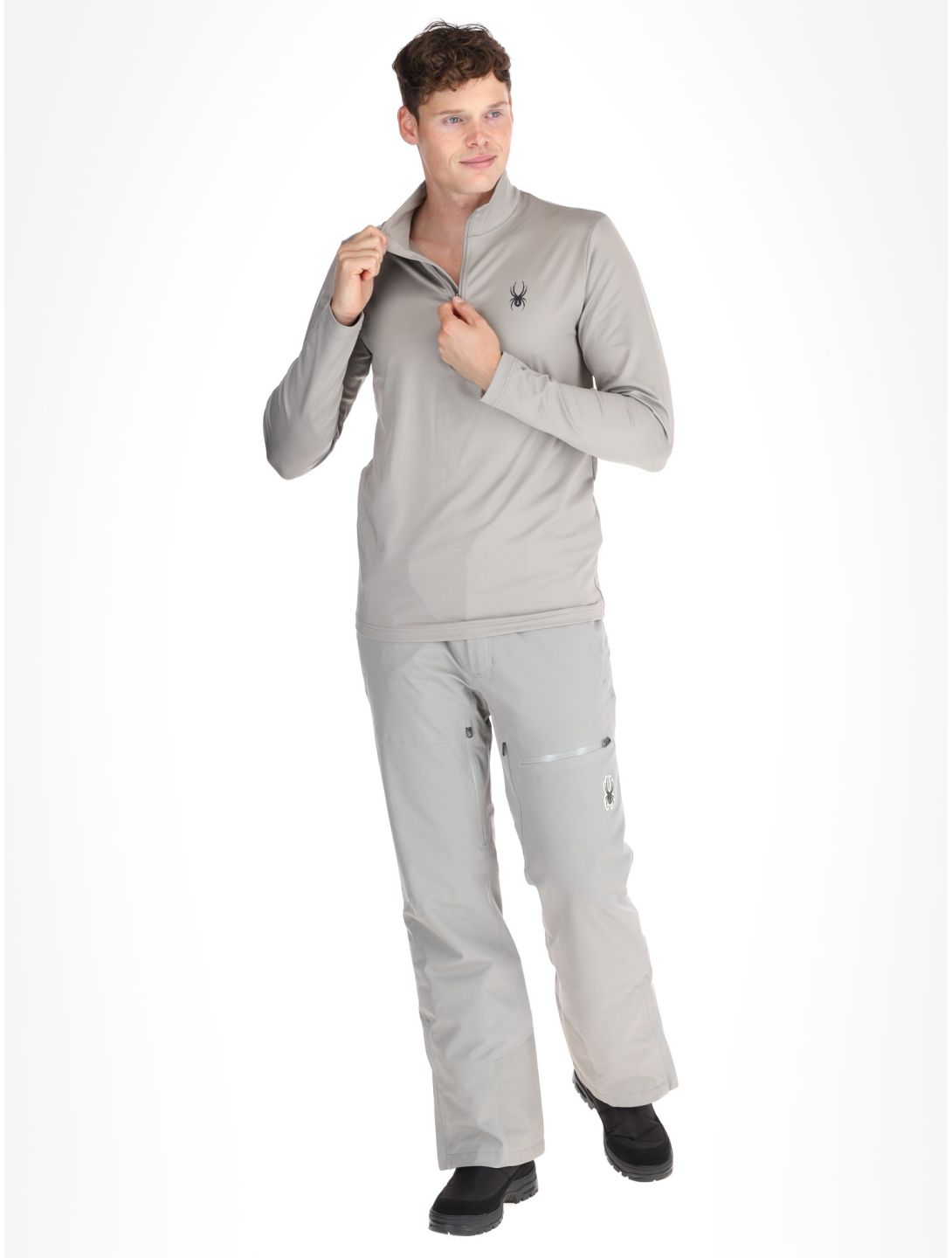 Spyder, Prospect 1/2 Zip pull de ski hommes Concrete gris 