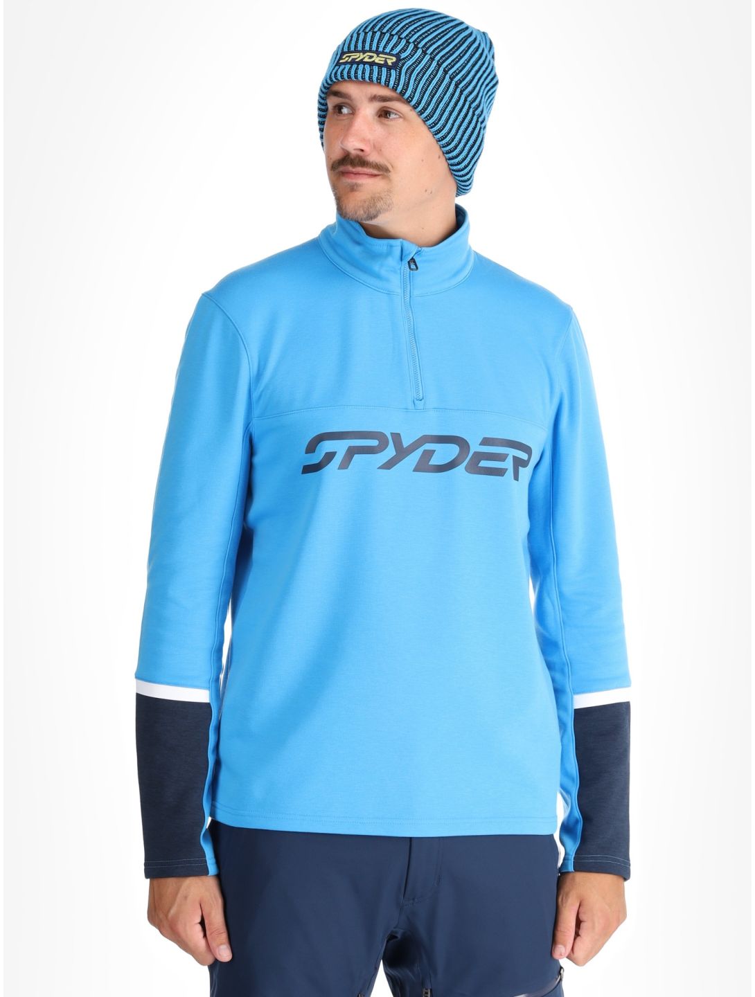 Spyder, Speed Fleece 1/2 Zip pull de ski hommes Aether Blue bleu 