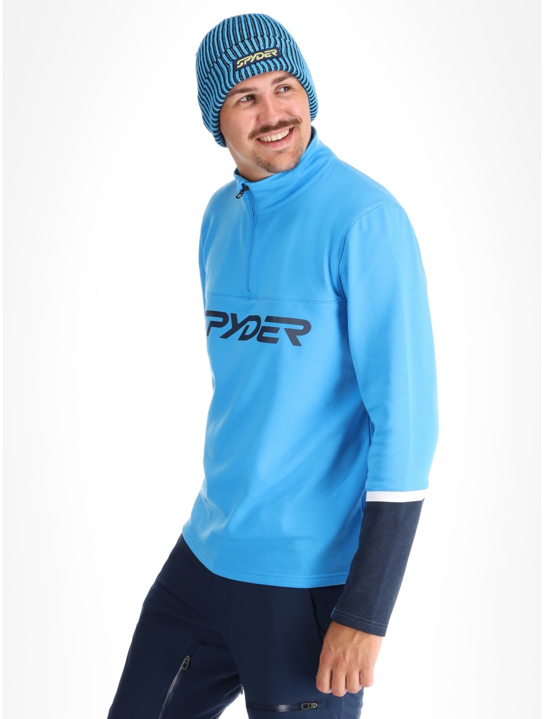 Spyder, Speed Fleece 1/2 Zip pull de ski hommes Aether Blue bleu 