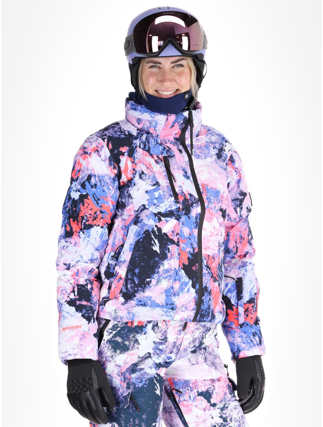 Superdry, Ski Boxy Puffer veste de ski femmes Mountain Mesh Purple multicolore, violet 