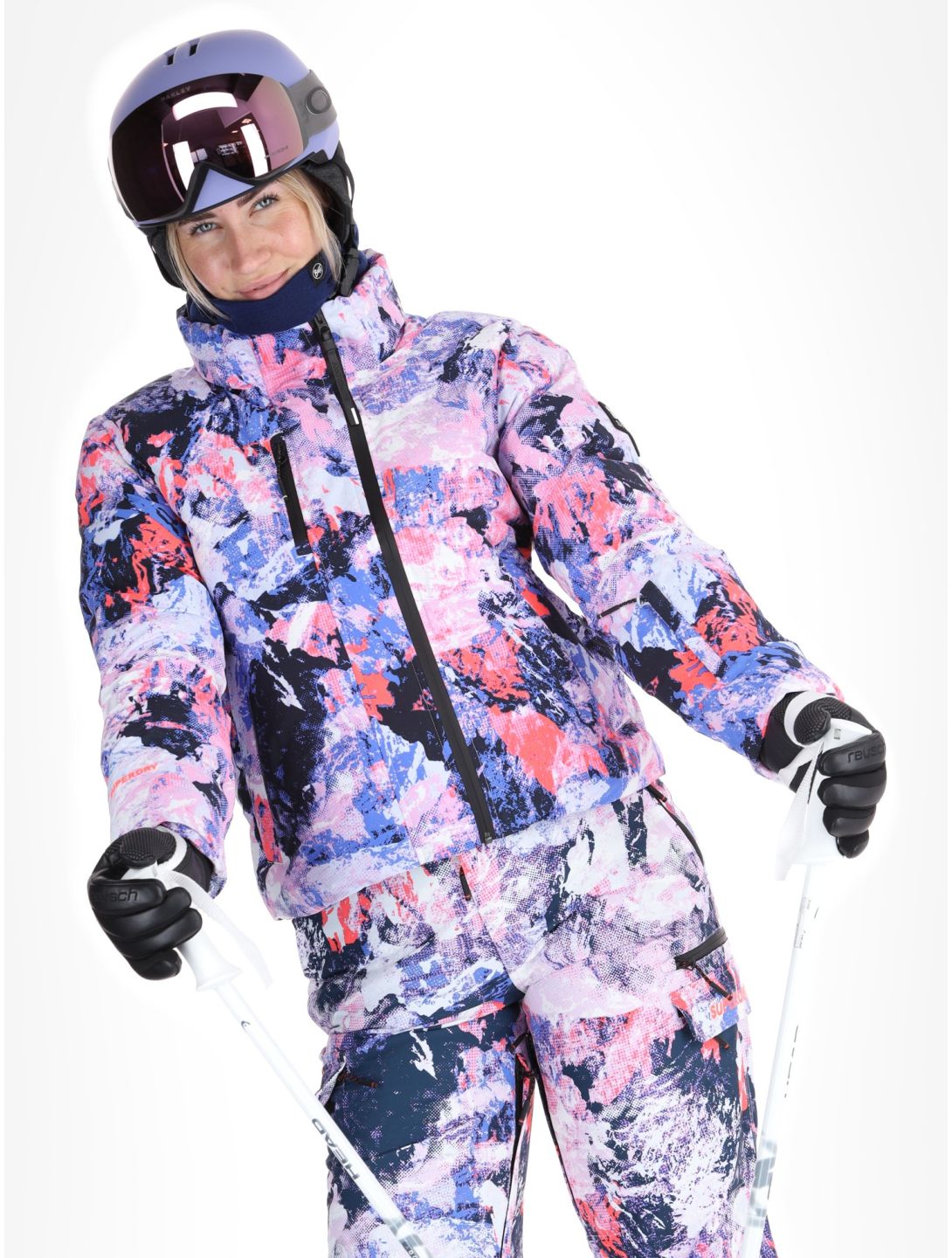 Superdry, Ski Boxy Puffer veste de ski femmes Mountain Mesh Purple multicolore, violet 