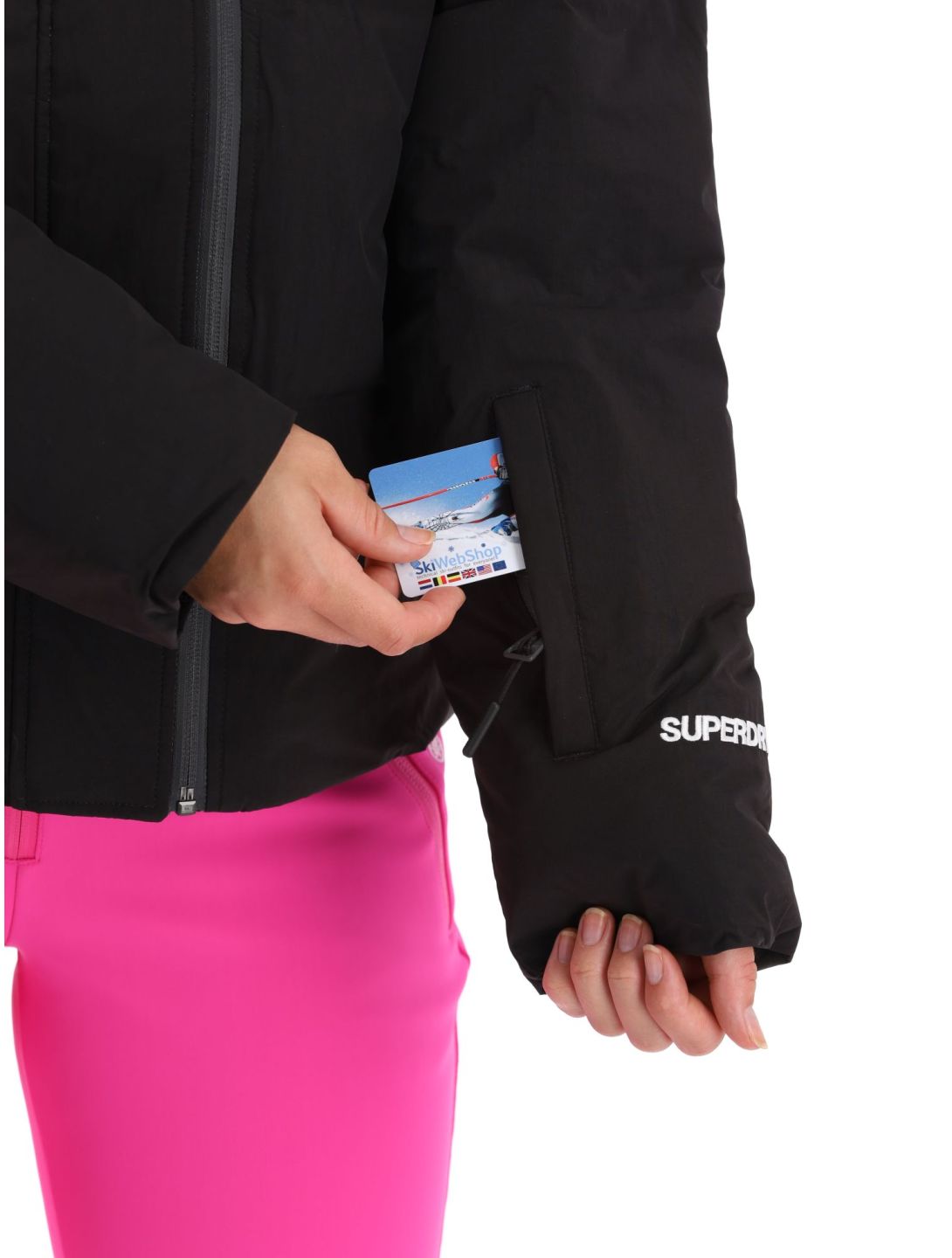 Superdry, Ski Boxy Puffer veste de ski femmes Black noir 