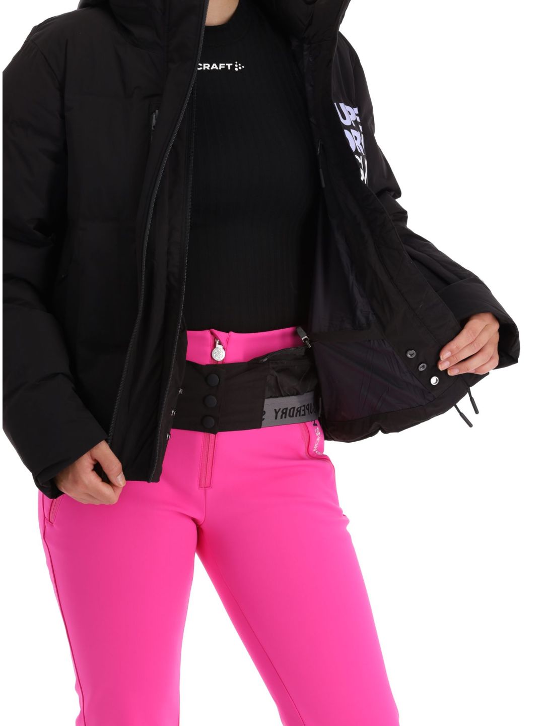 Superdry, Ski Boxy Puffer veste de ski femmes Black noir 