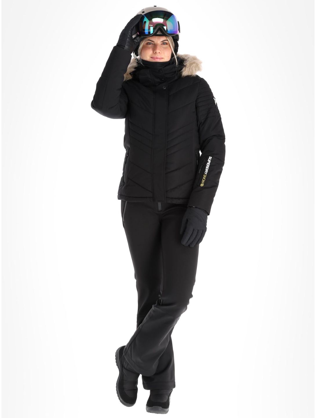 Superdry, Ski Luxe Puffer veste de ski femmes Black noir 