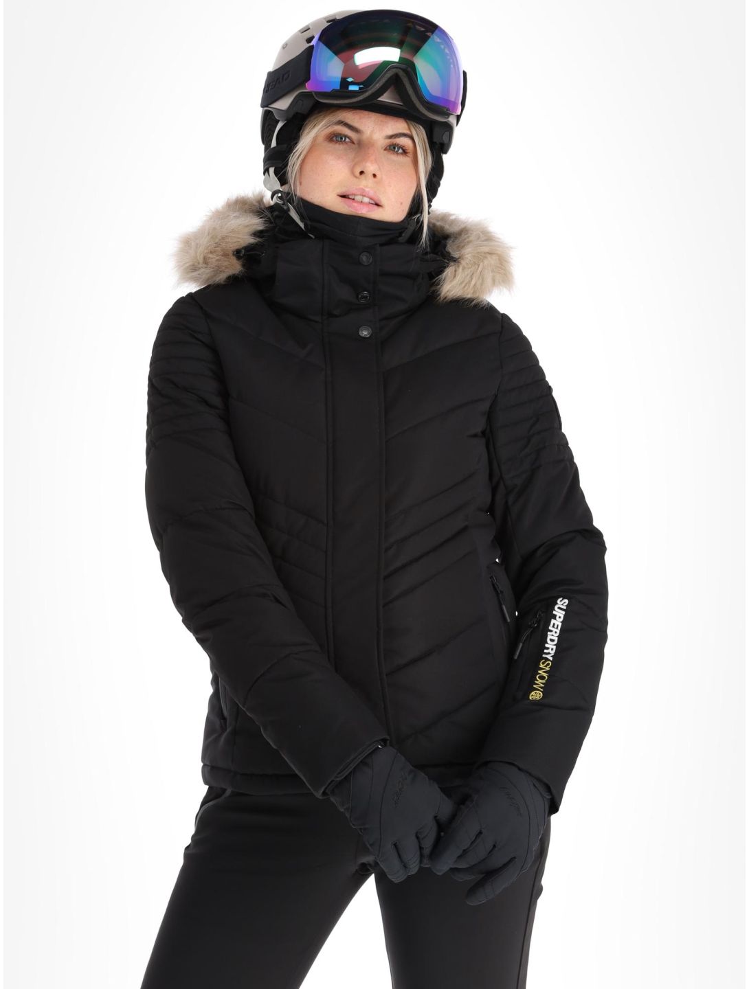 Superdry, Ski Luxe Puffer veste de ski femmes Black noir 