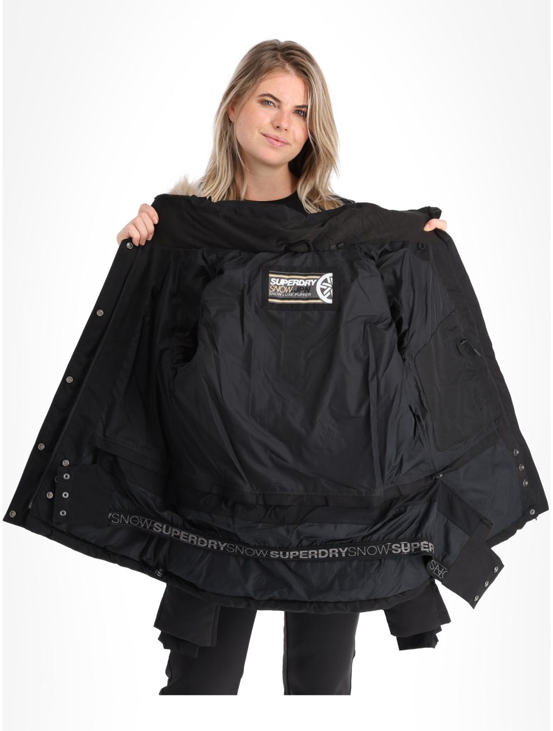 Superdry, Ski Luxe Puffer veste de ski femmes Black noir 