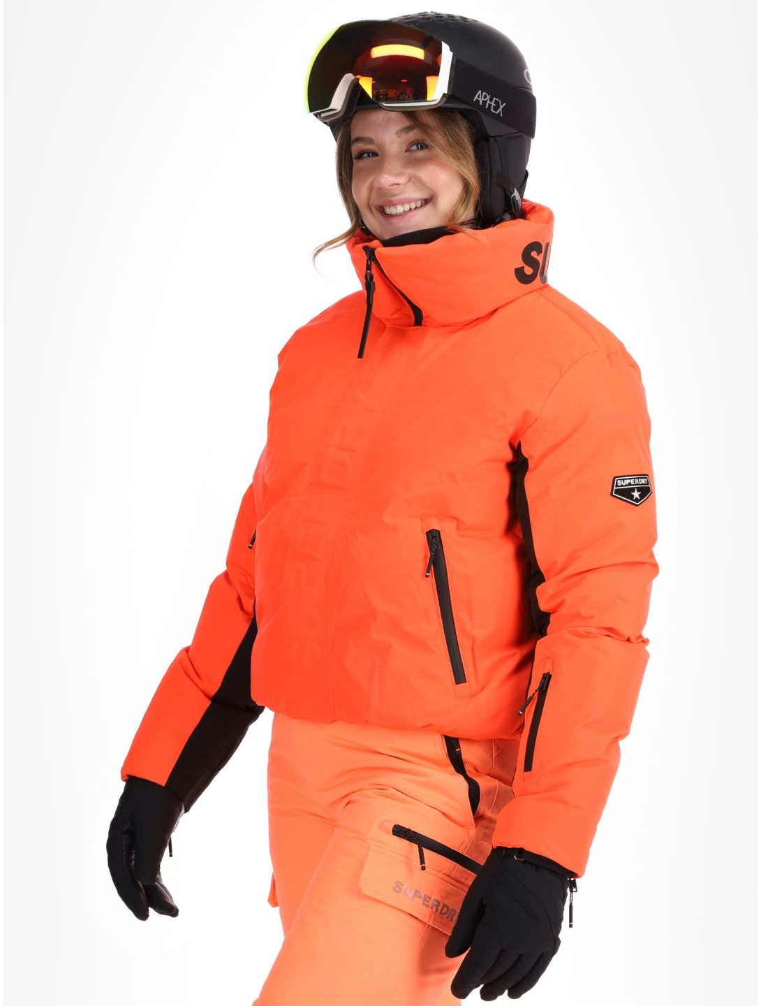 Superdry, Ski Slalom Puffer veste de ski femmes Volcanic Coral rose 