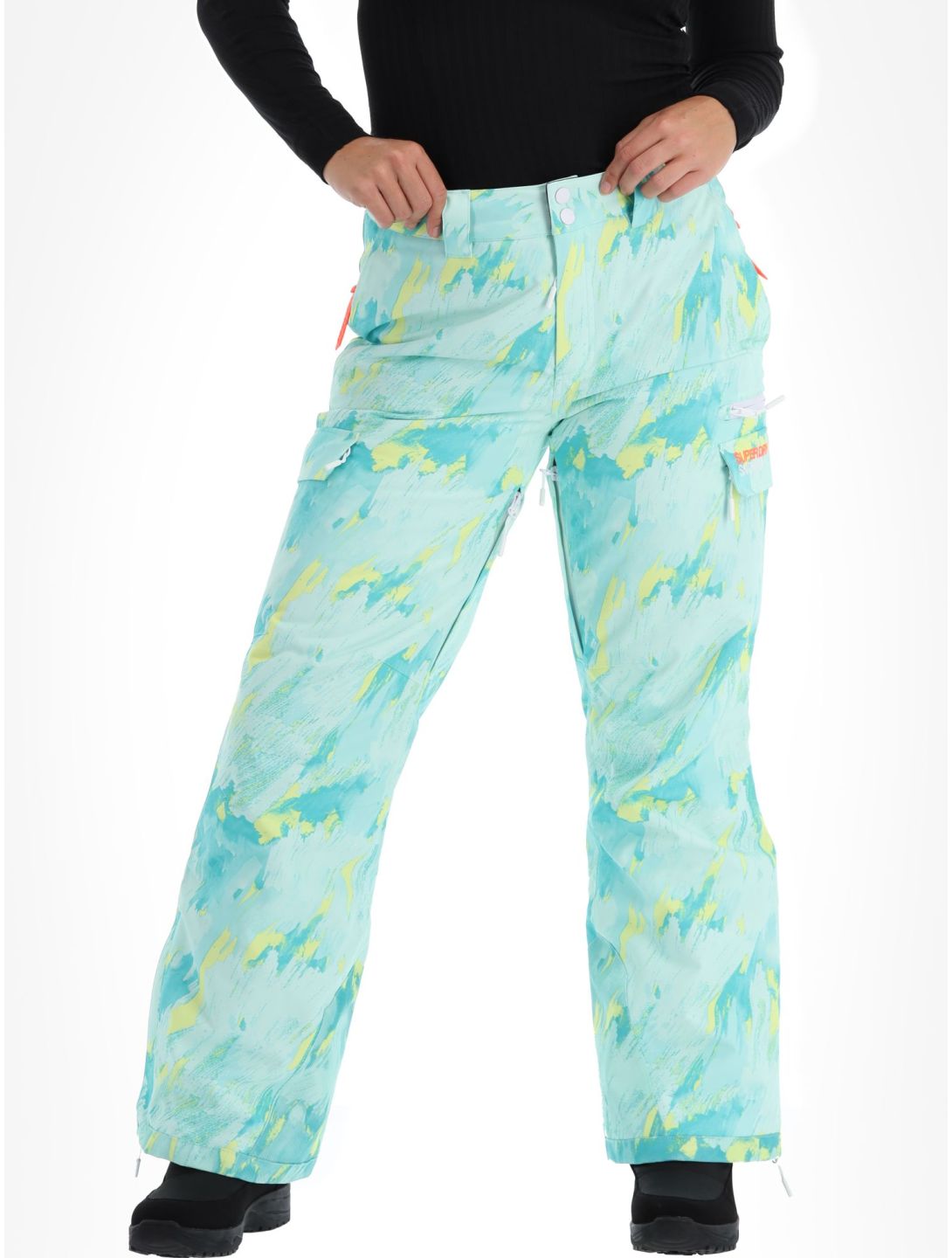 Superdry, Ski Ultimate Rescue pantalon de ski femmes Abstract Teal Lime vert 