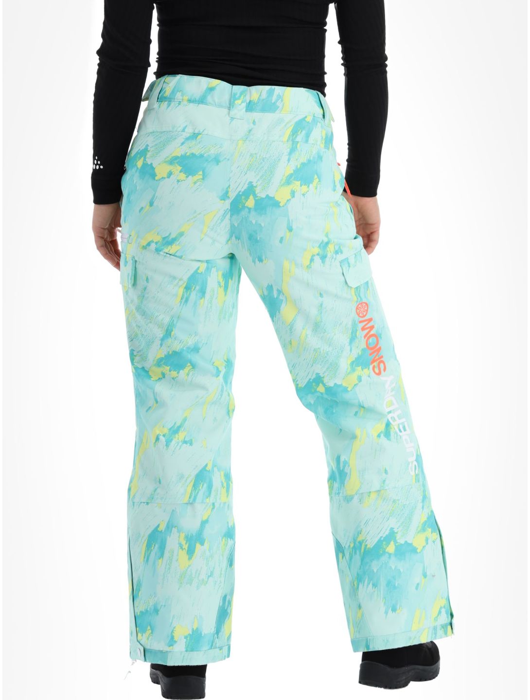 Superdry, Ski Ultimate Rescue pantalon de ski femmes Abstract Teal Lime vert 