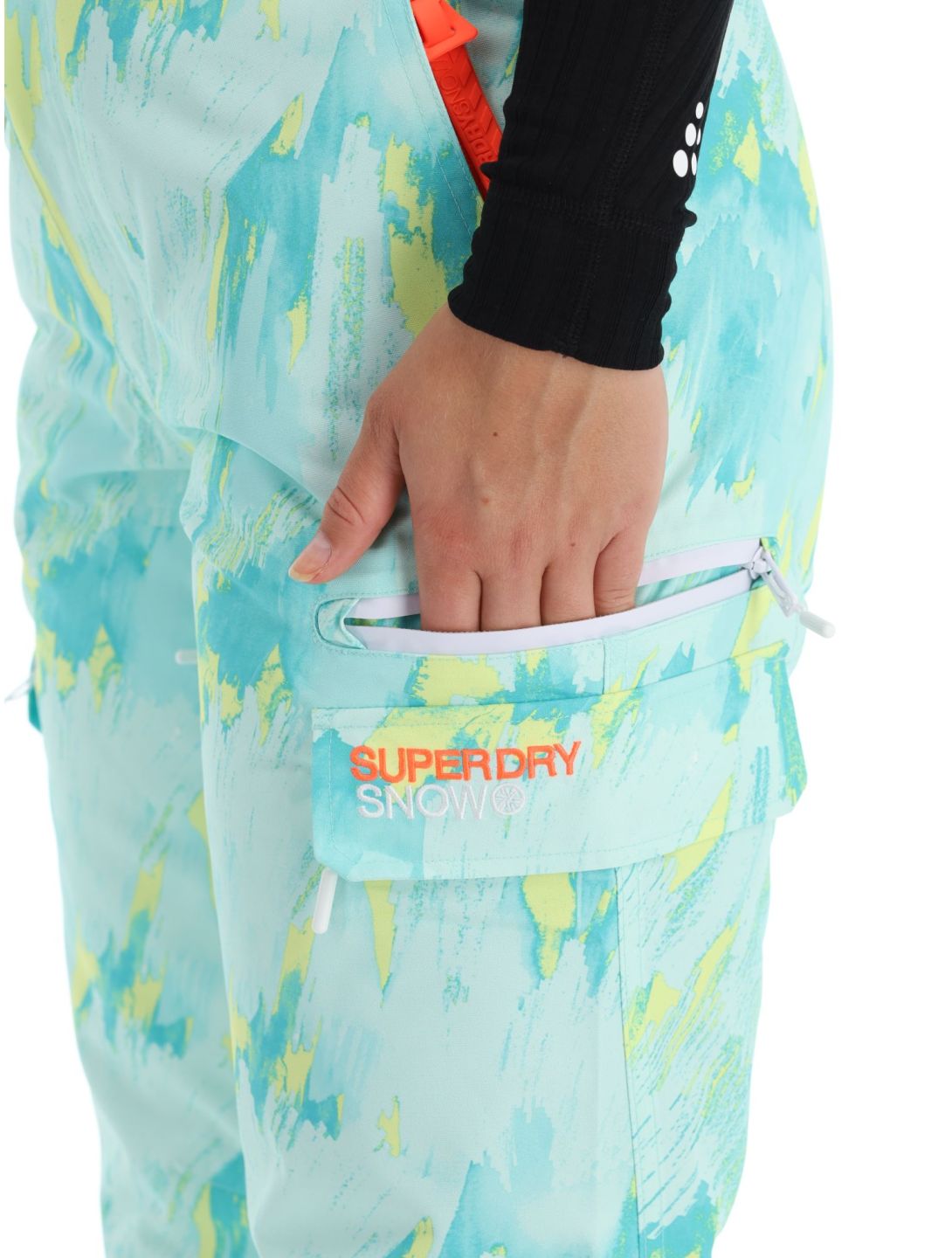 Superdry, Ski Ultimate Rescue pantalon de ski femmes Abstract Teal Lime vert 