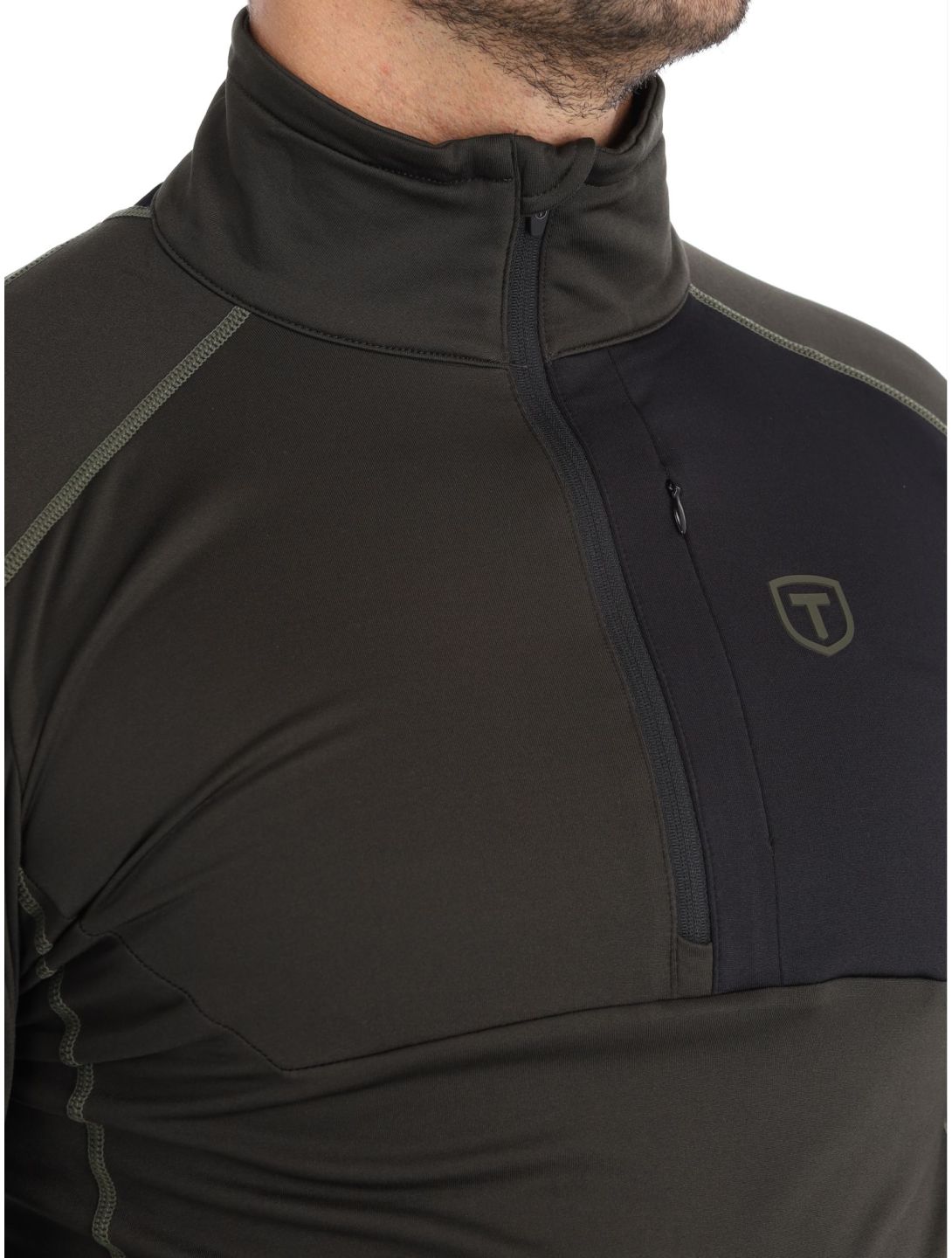 Tenson, TXlite Half Zip pull de ski hommes Dark Olive vert 