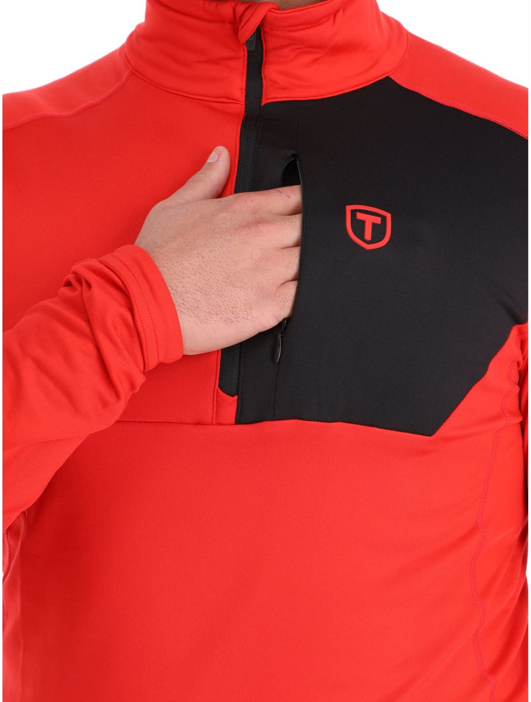 Tenson, TXlite Half Zip pull de ski hommes Fiery Red rouge 