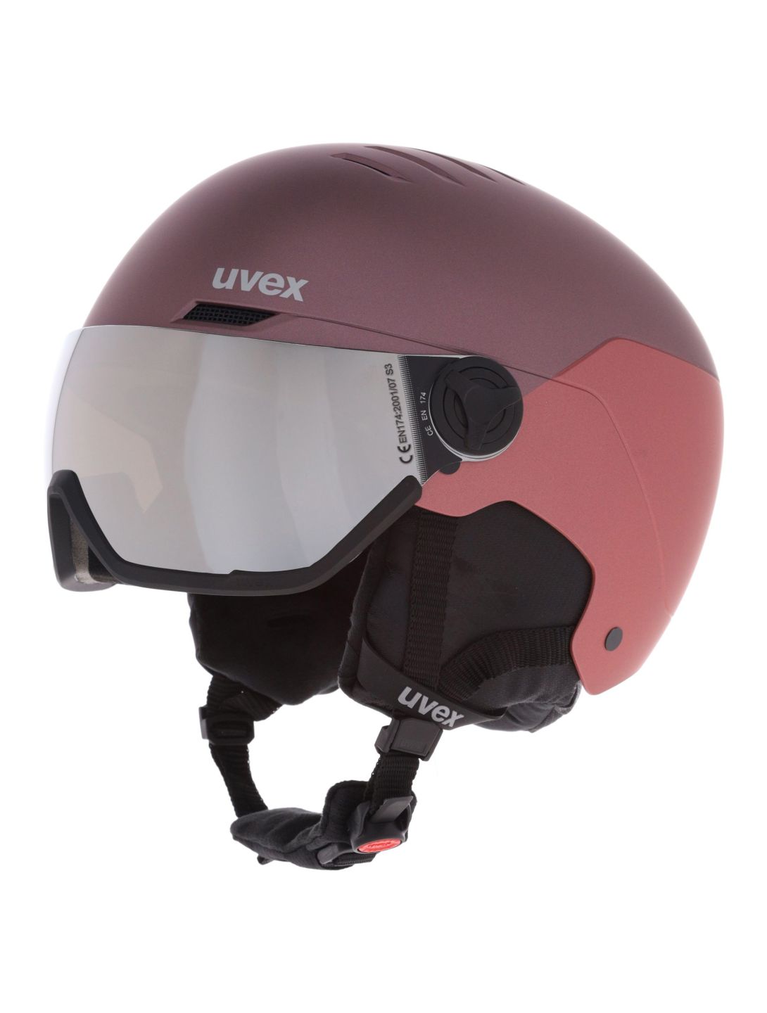 Uvex, Wanted Visor casque de ski avec visière unisexe Bramble Antique Rose Matt / Mirror Silver rose, violet 