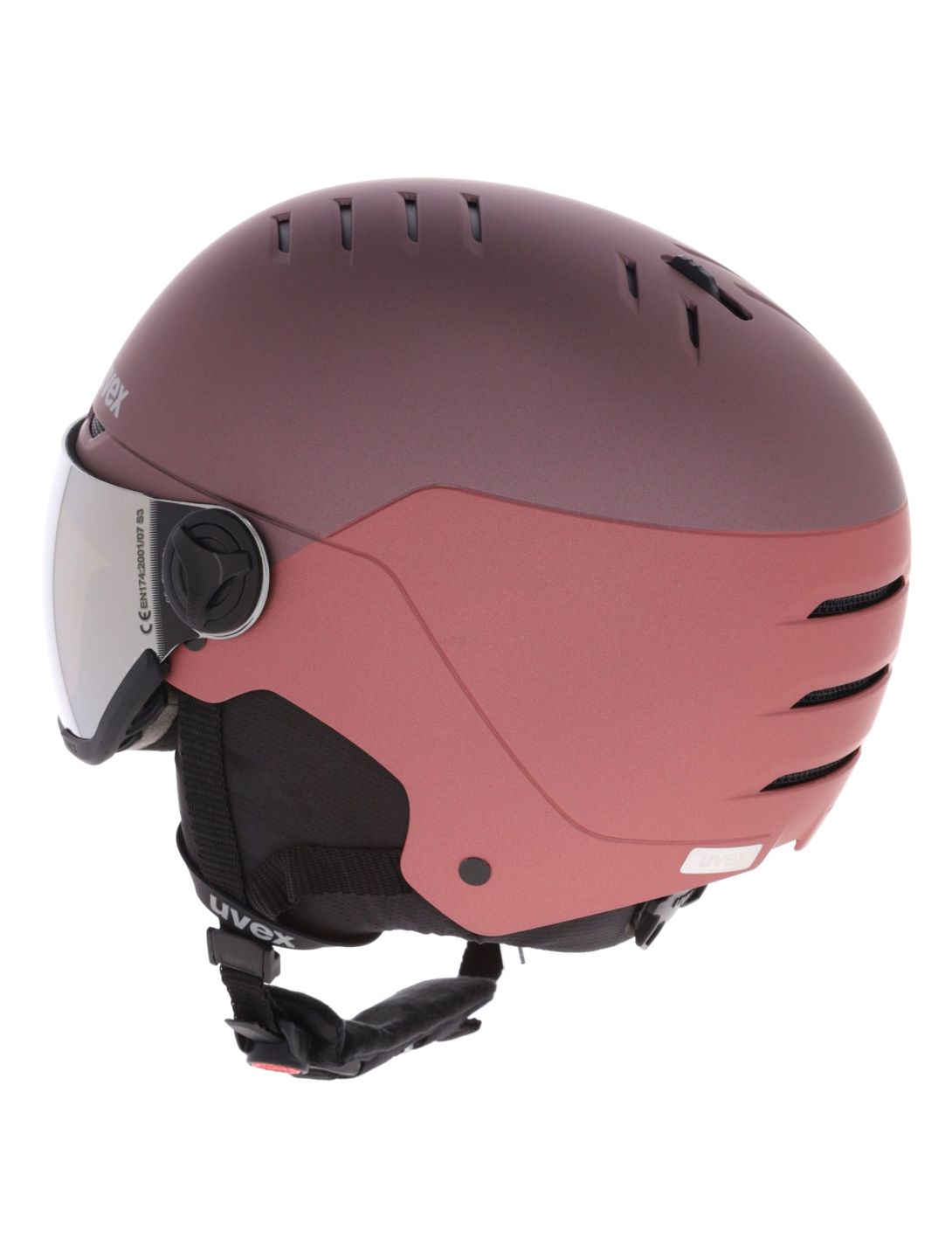 Uvex, Wanted Visor casque de ski avec visière unisexe Bramble Antique Rose Matt / Mirror Silver rose, violet 