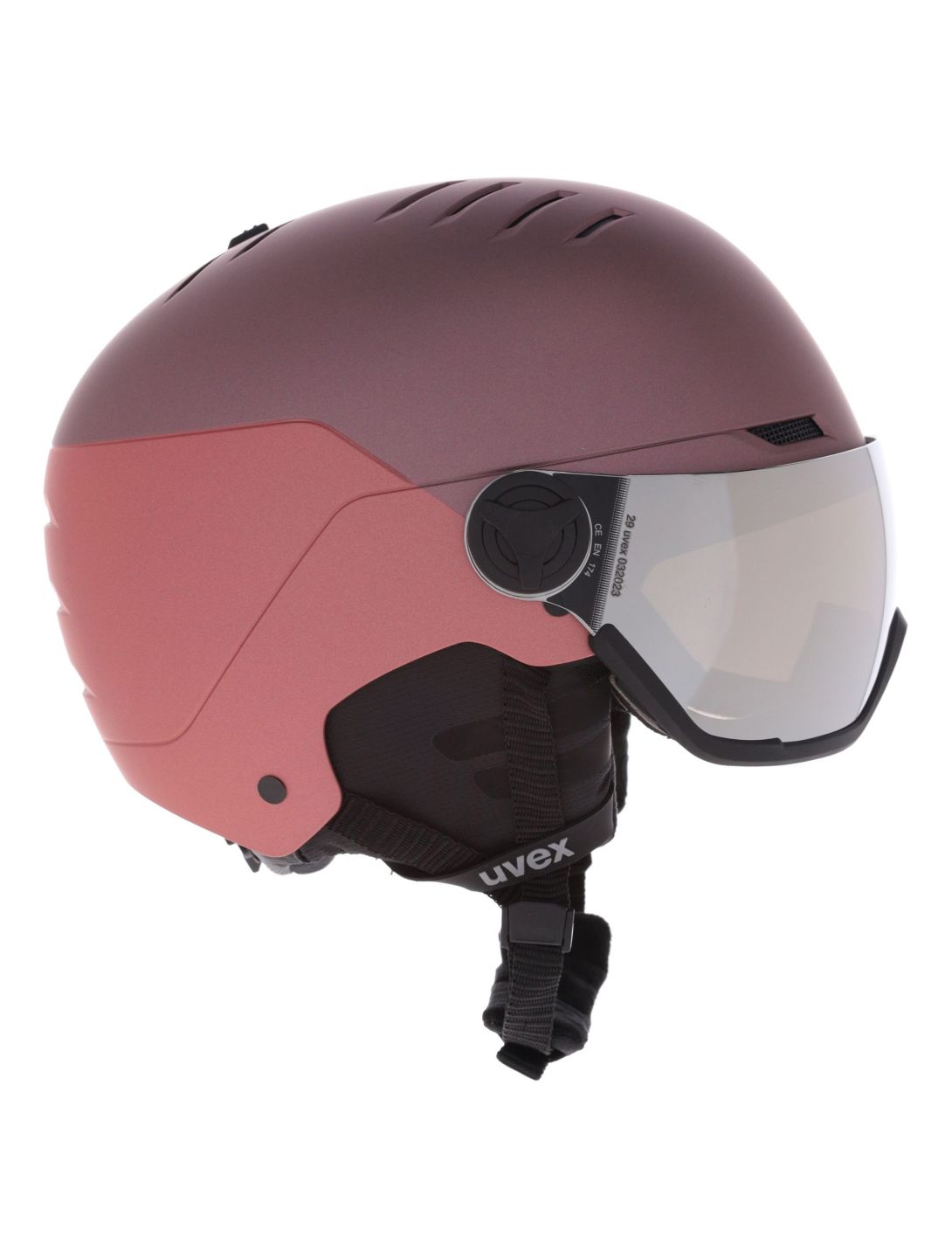 Uvex, Wanted Visor casque de ski avec visière unisexe Bramble Antique Rose Matt / Mirror Silver rose, violet 