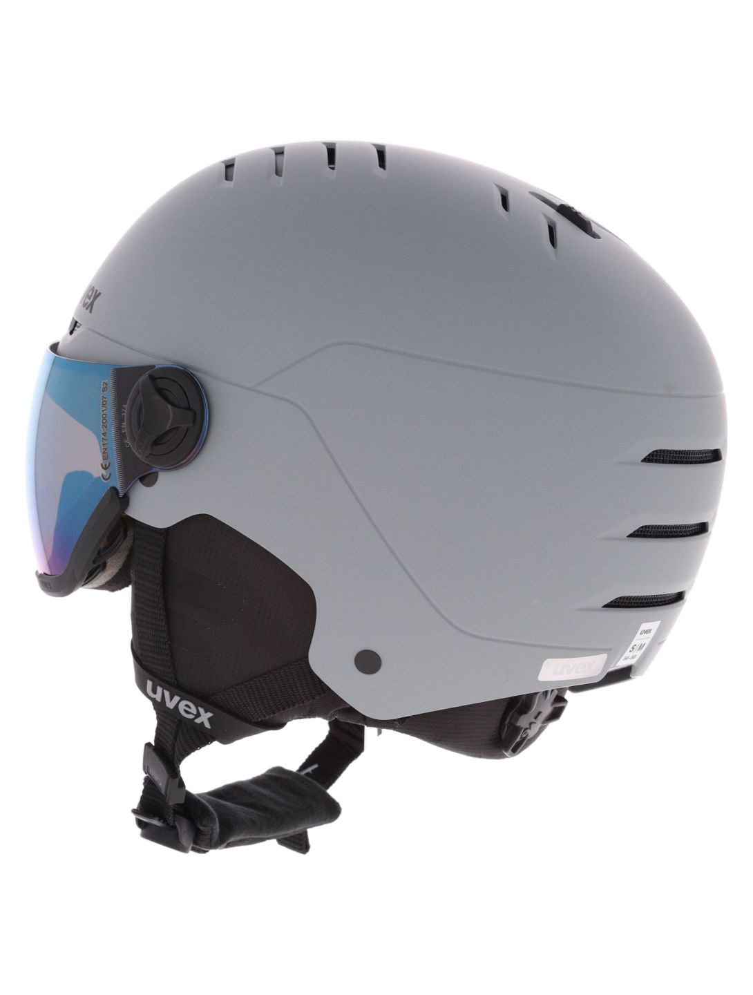 Uvex, Wanted Visor casque de ski avec visière unisexe Rhino Matt/ Mirror Blue gris 