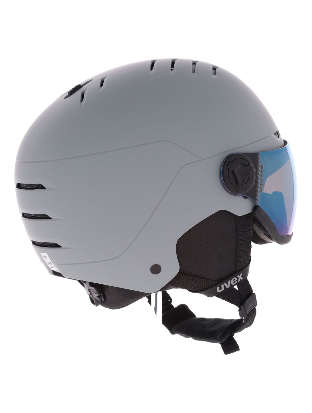 Uvex, Wanted Visor casque de ski avec visière unisexe Rhino Matt/ Mirror Blue gris 