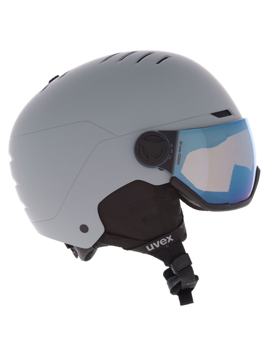 Uvex, Wanted Visor casque de ski avec visière unisexe Rhino Matt/ Mirror Blue gris 